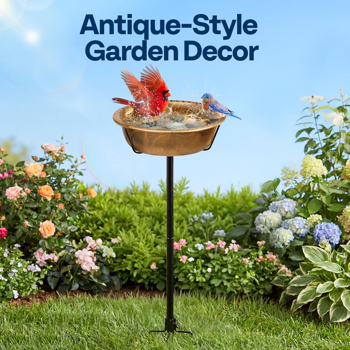 VIVOHOME Bird Bath for Outside, Outdoor 13'' Birdbath Bowl with Metal 