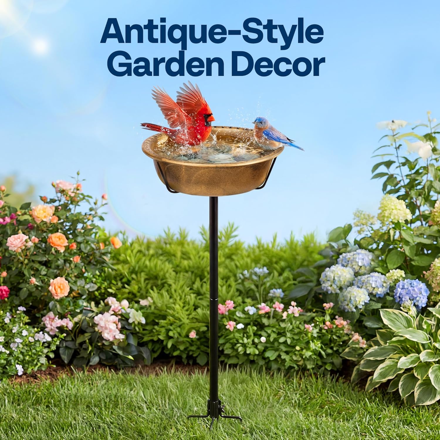 VIVOHOME Bird Bath for Outside, Outdoor 13'' Birdbath Bowl with Metal 