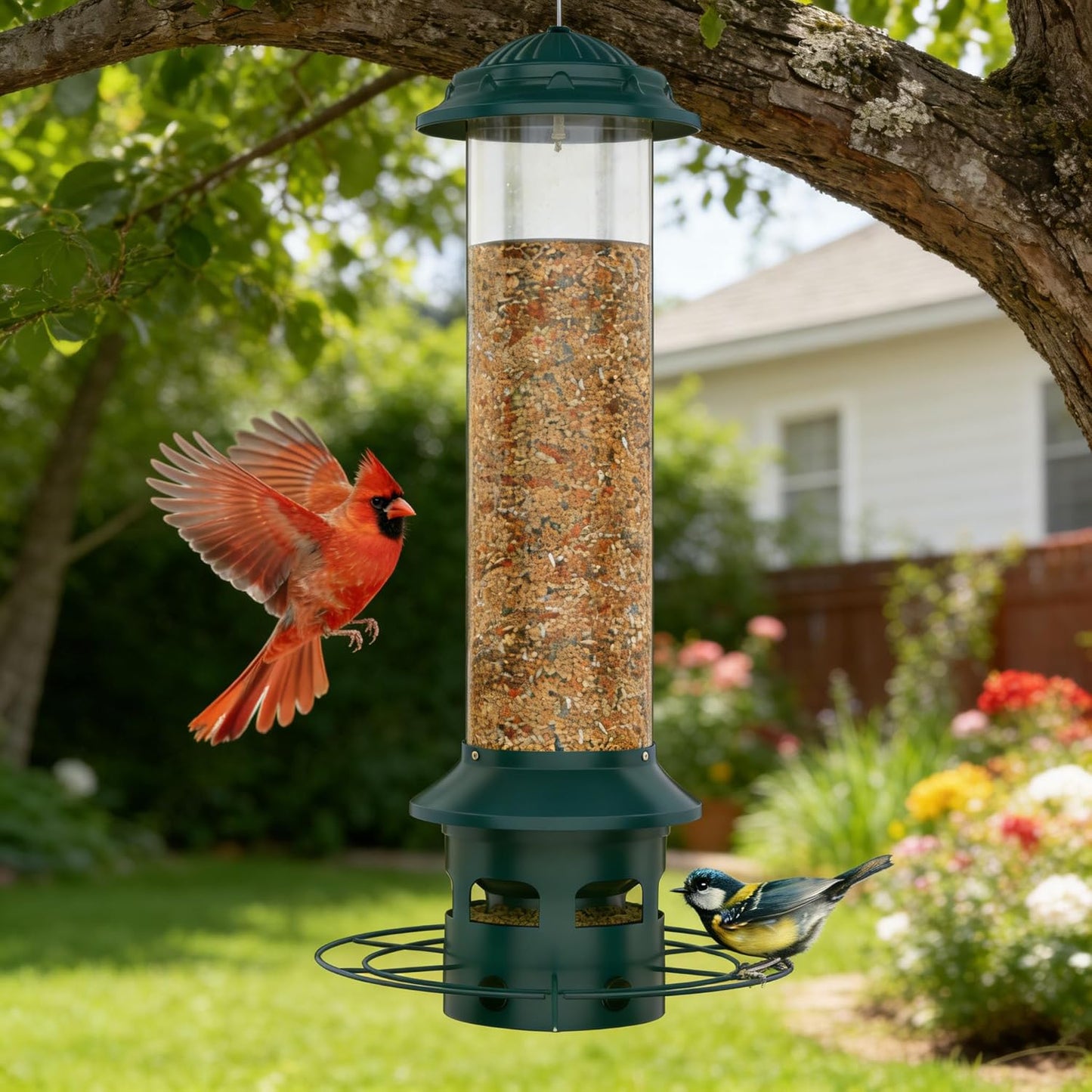 Metal Squirrel Proof Bird Feeders for Outdoors Hanging 4.0 LB Large Ca