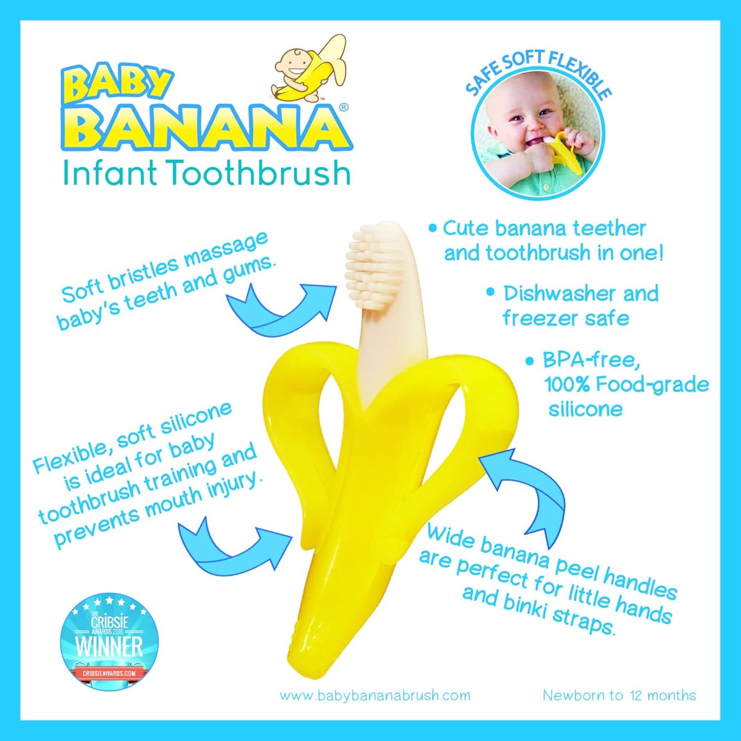 Baby Banana The Original, Banana Brush, Made in USA, Toddler Toothbrus