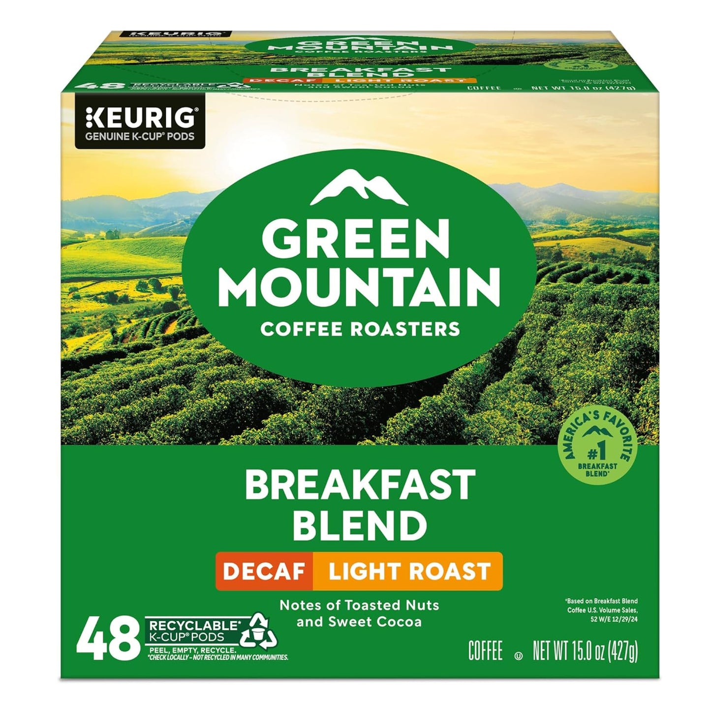 Green Mountain Coffee Roasters Decaf Breakfast Blend, K-Cup Portion Pack for Keurig K-Cup Brewers (Pack of 48)