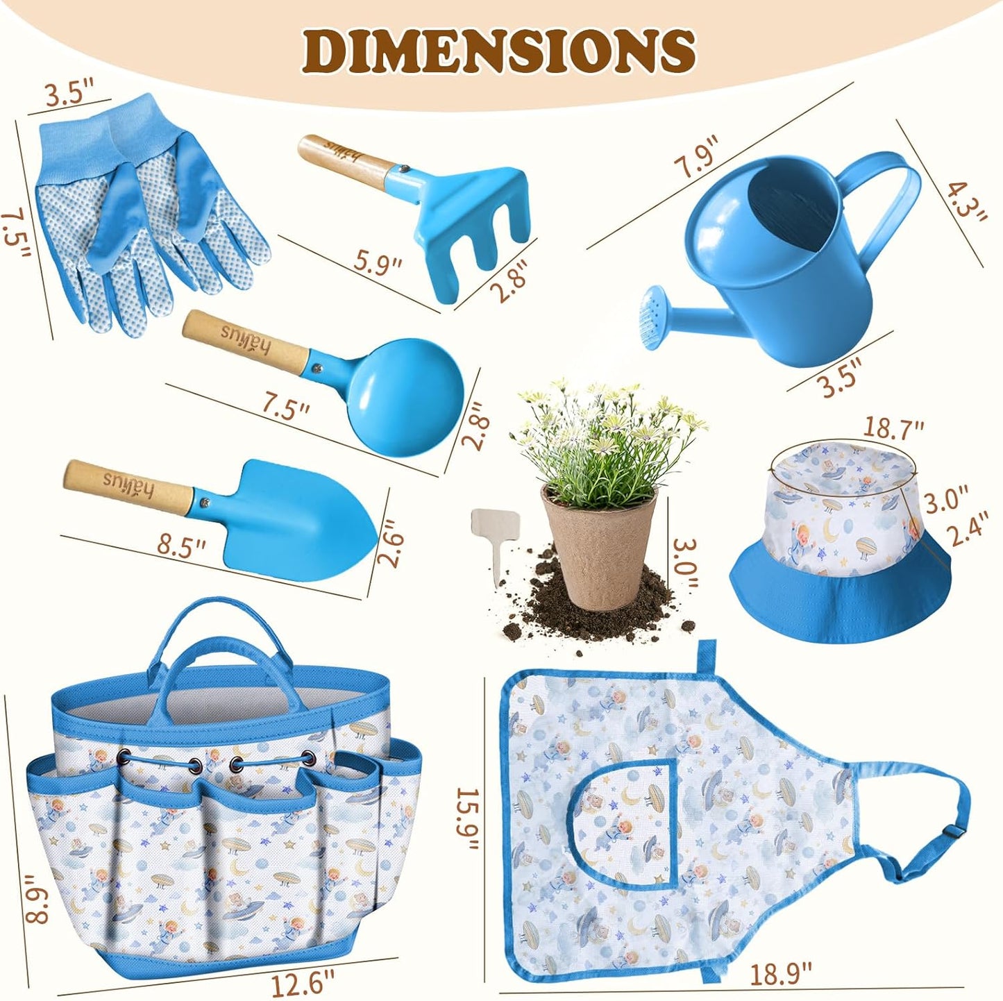 Kids Gardening Tool Set 18PCS Kids Toddler Gardening Set Includes Tote