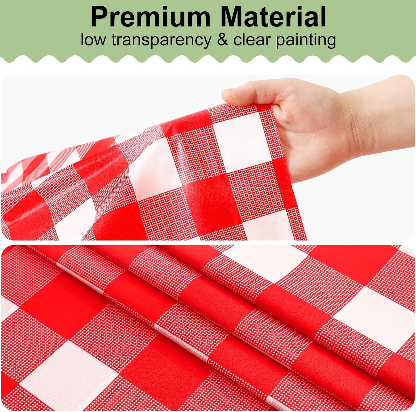 misaya 4 Packs Buffalo Disposable Table Cloth, 54 x 108 Inch Waterproof Plastic Tablecloth, Rectangle Red and White Checkered Table Covers for Picnic, Birthday, Party, Easter