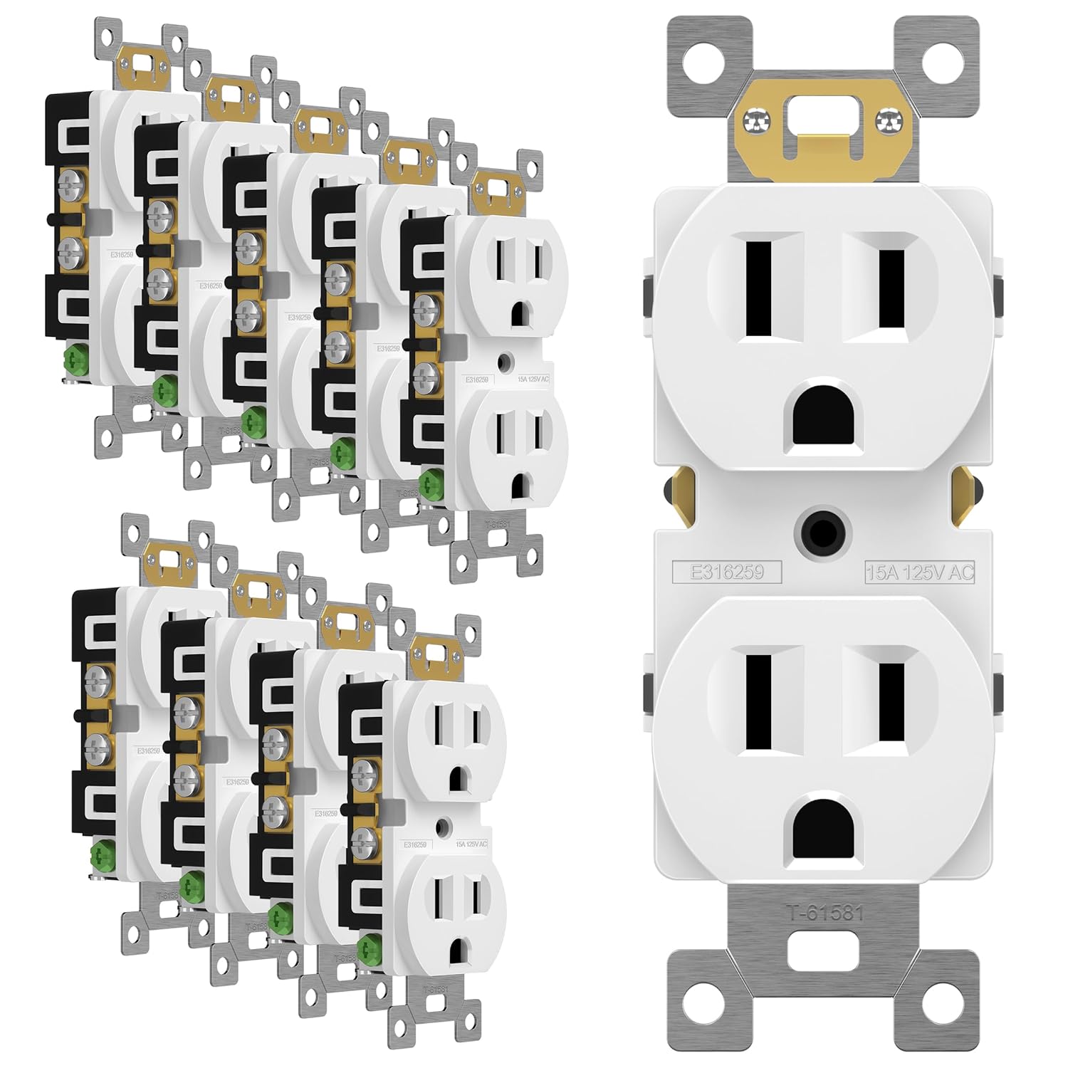 ENERLITES Duplex Receptacle Outlet, Residential Grade Electrical Wall 