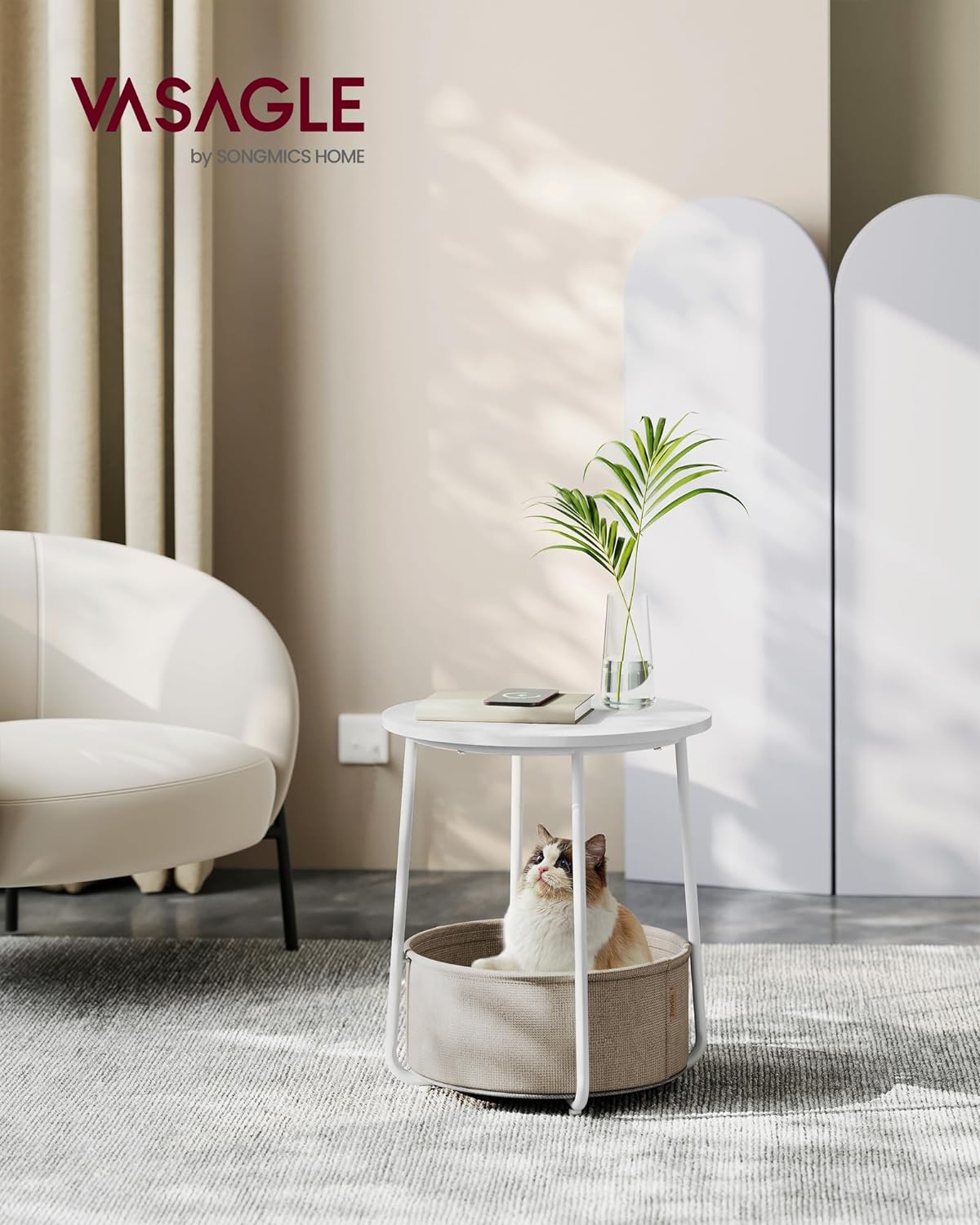 VASAGLE LILEA Collection - Small Round Side End Table, Modern Nightsta