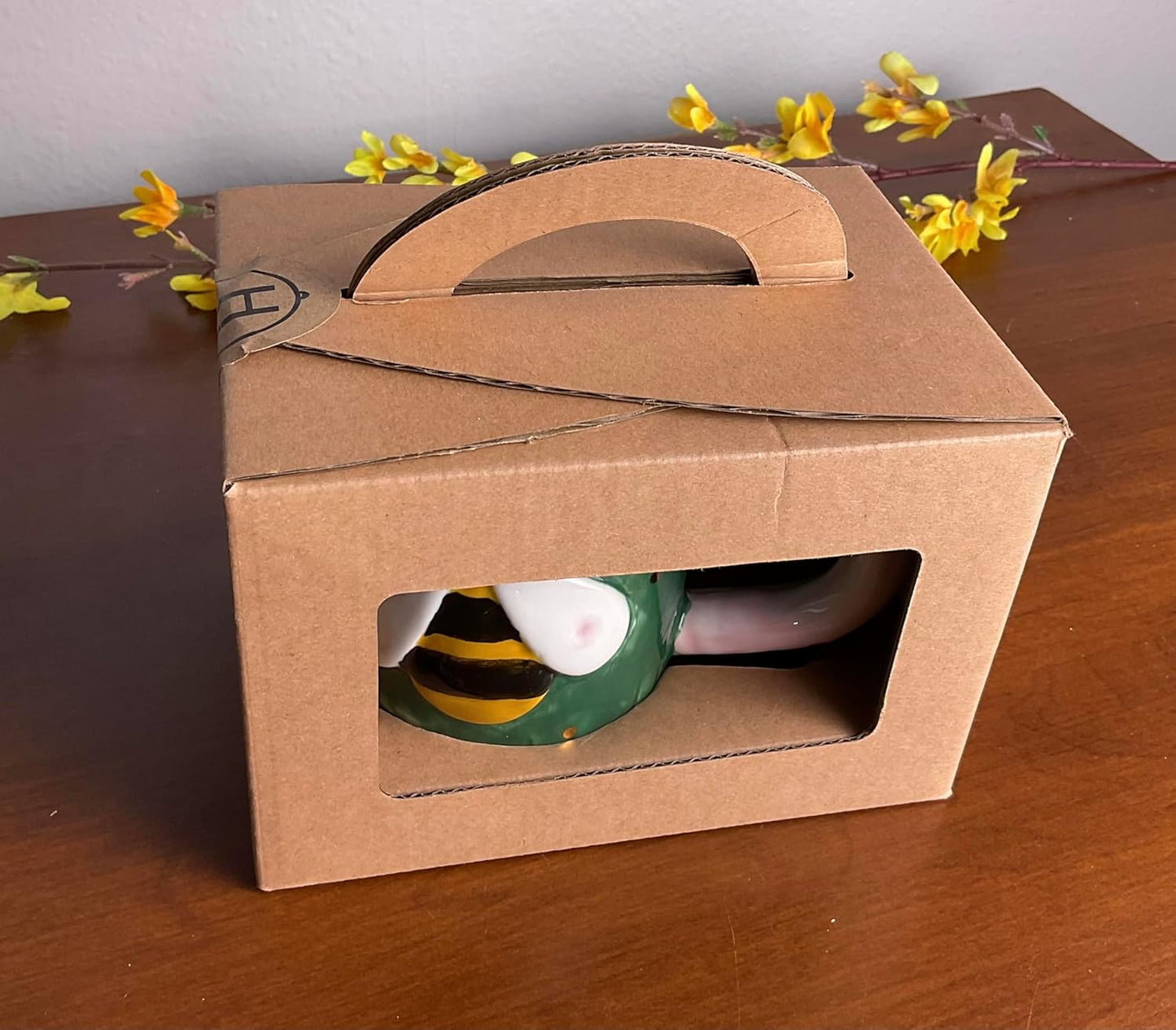 Honey Bee Ceramic Mug – 15 oz Stoneware Coffee Cup, Planter or Desk Caddy Holder – Handcrafted and Painted Farmhouse Style Succulent Planter Pot by SassyXpressions