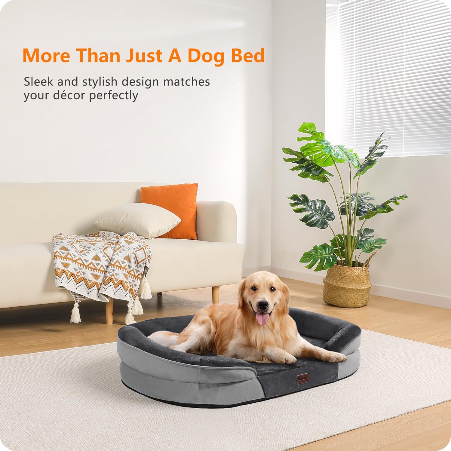 Dwanton Orthopedic Dog Bed for Large Dogs with Gel Memory Foam, Waterp