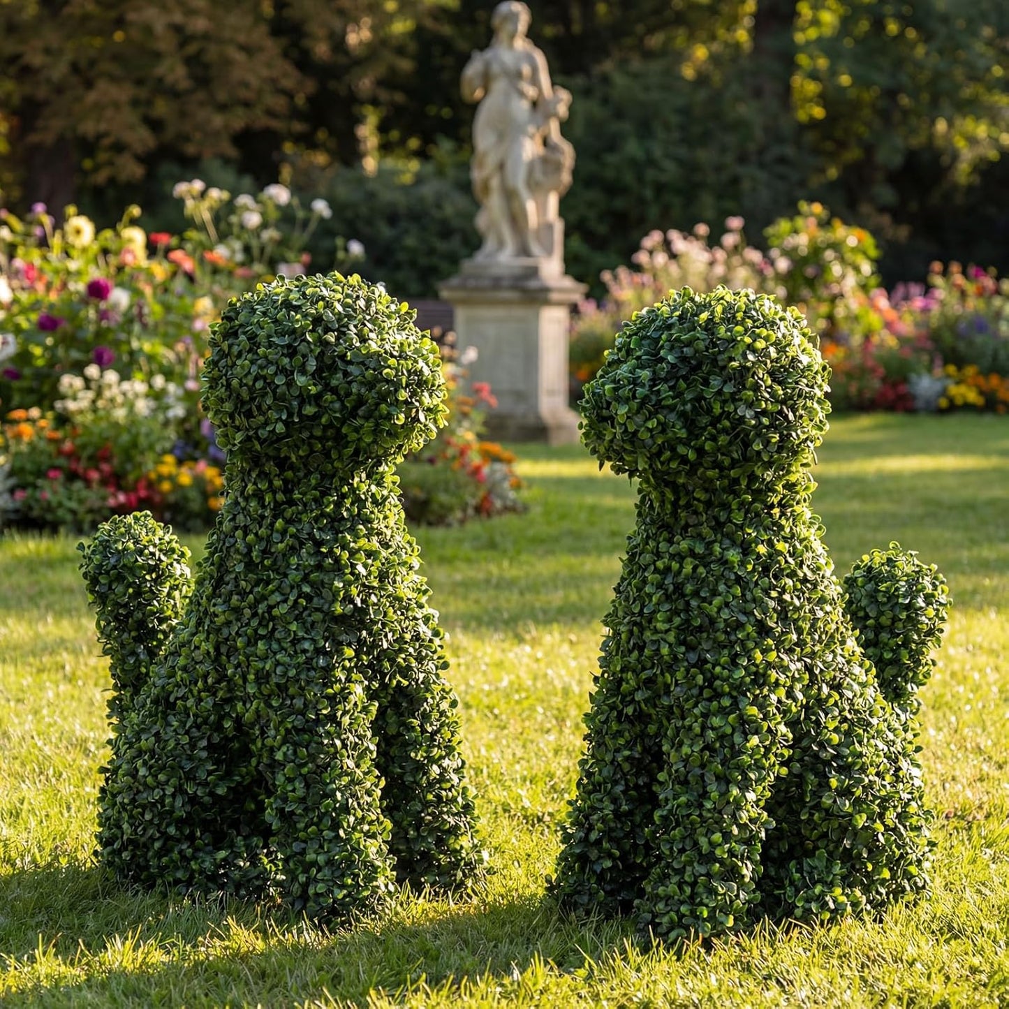 XunYee 2 Pcs 24 Inches Large Artificial Topiary Dog Moss Decoration, G