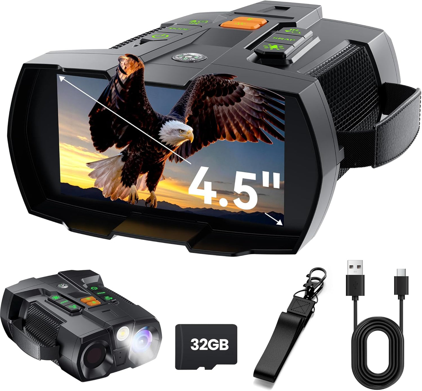 4K Night Vision Goggles for Adults: 4.5" HD Large Screen Digital Night