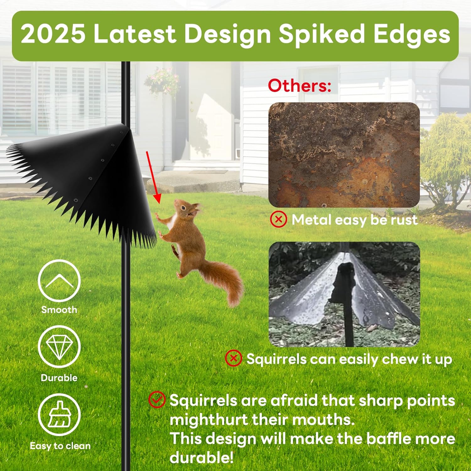 2 Pack 19 Inch Squirrel Baffle for Bird Feeder Pole, 2025 New Outdoor 