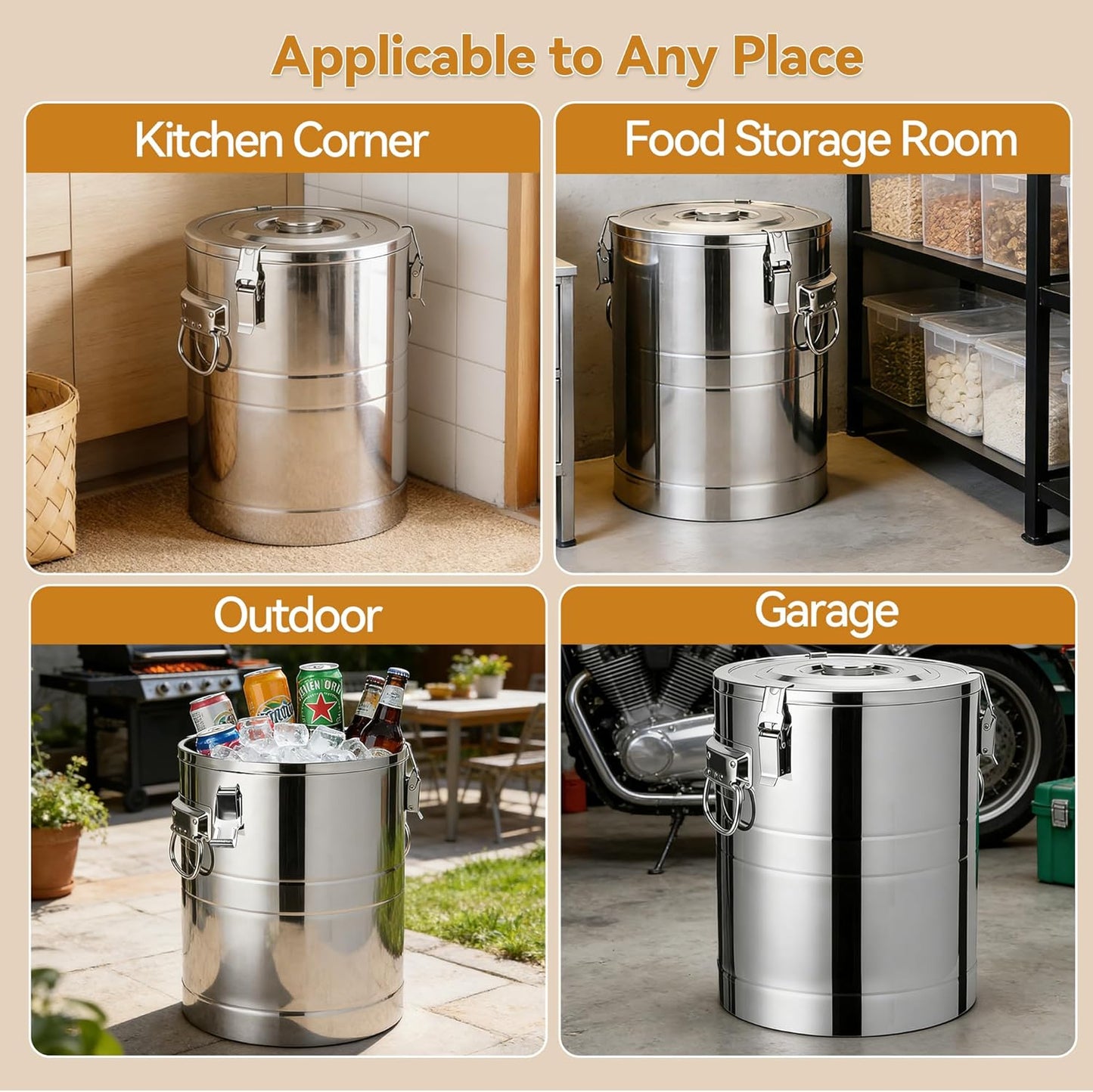 Newget 35 Lbs Stainless Steel Dog Food Storage Container, Large Airtight Pet Food Storage Bin with Lid to Keep Fresh, Metal Container with Scoop for Dog, Cat, Bird Seed, Rice, Grain & Kitchen Pantry