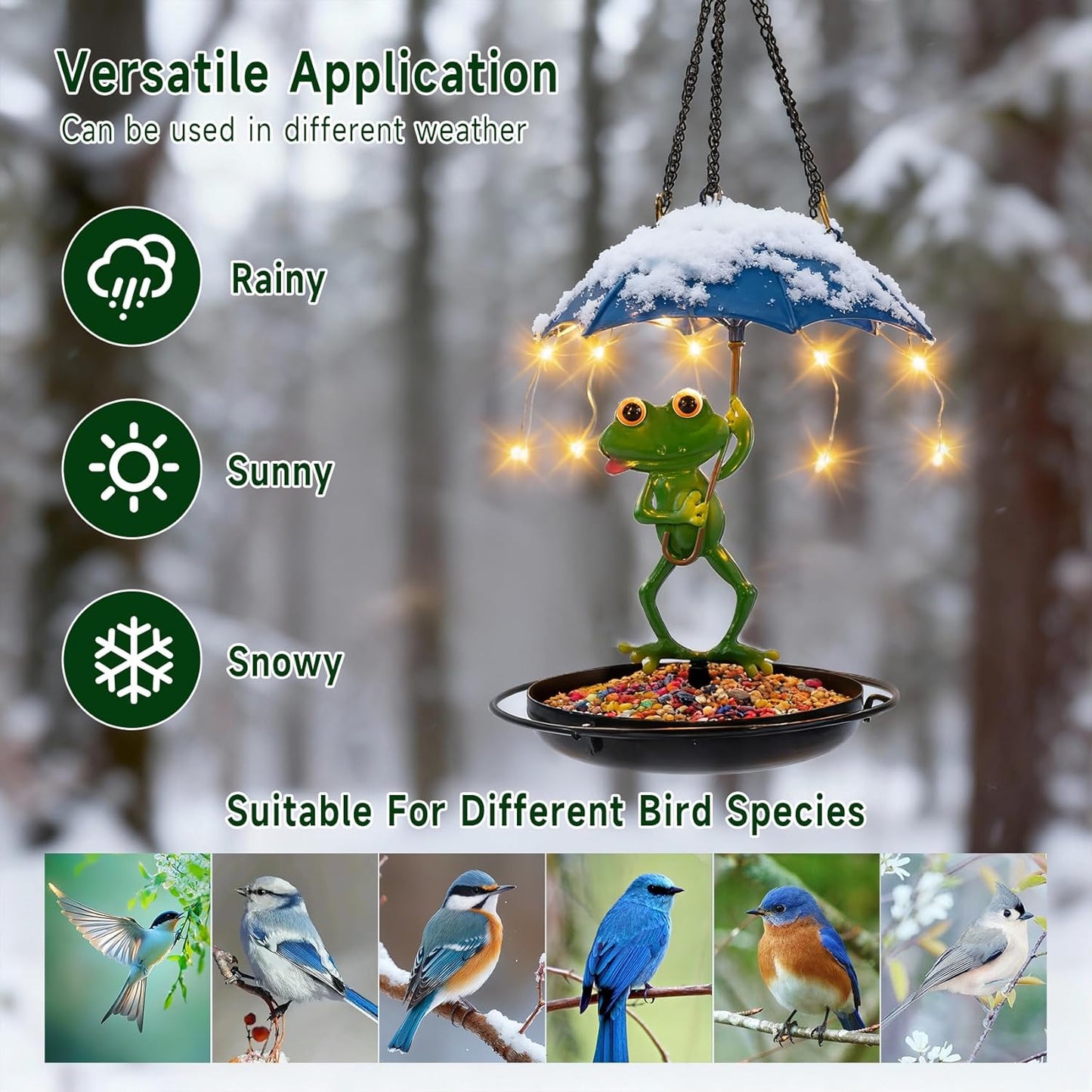 Solar Bird Feeders for Outdoors Hanging Garden Decor - Metal Frog Outdoor Figurine Solar Lights Hummingbird Feeder, Waterproof Wild Bird Feeders Garden Gifts for Women, Mom