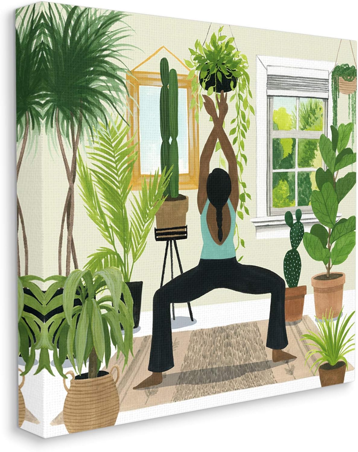 Stupell Industries Female Yoga Stand Cactus Plant Interior