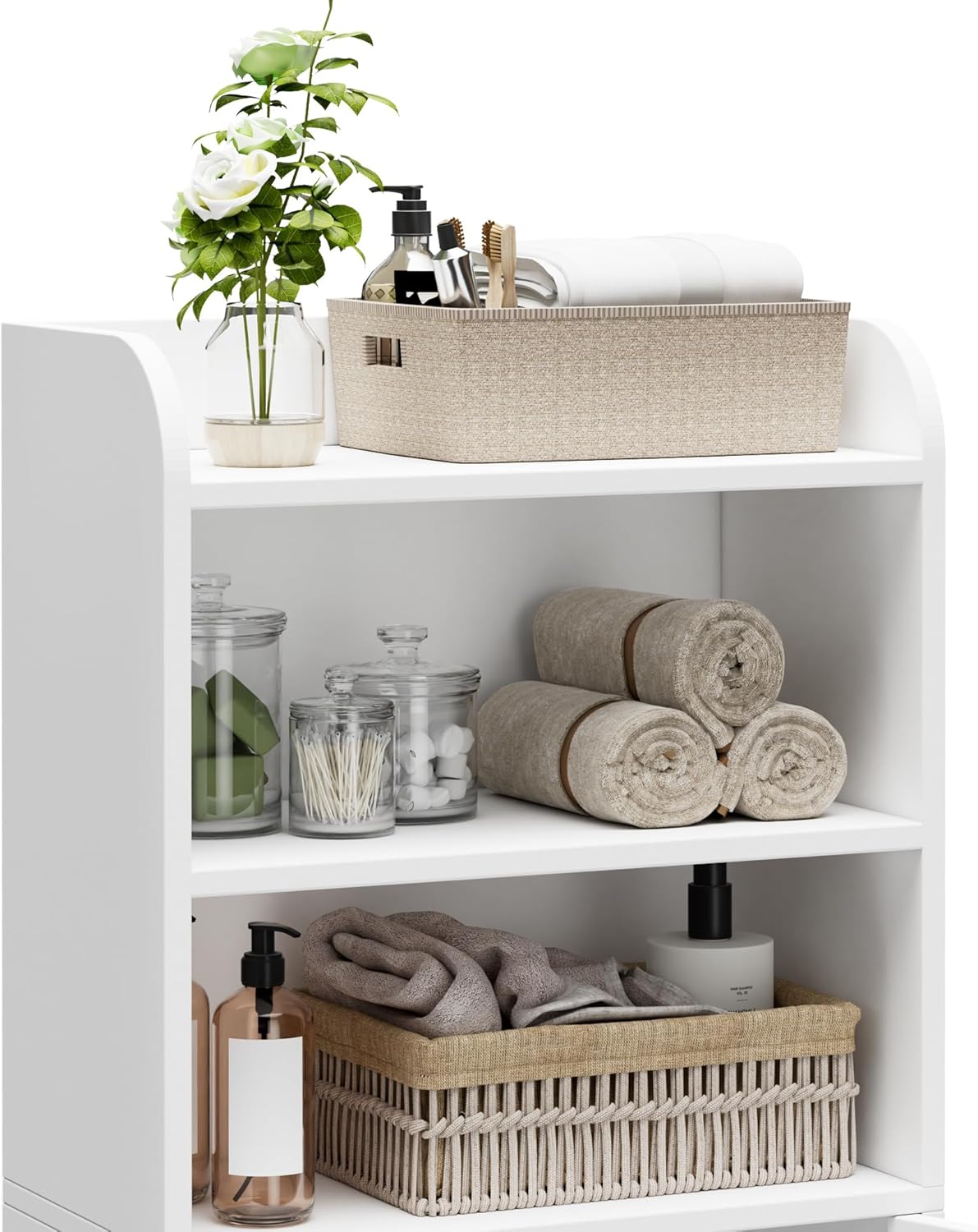 Homhedy Small Bathroom Storage Cabinet, Freestanding Toilet Paper Stor