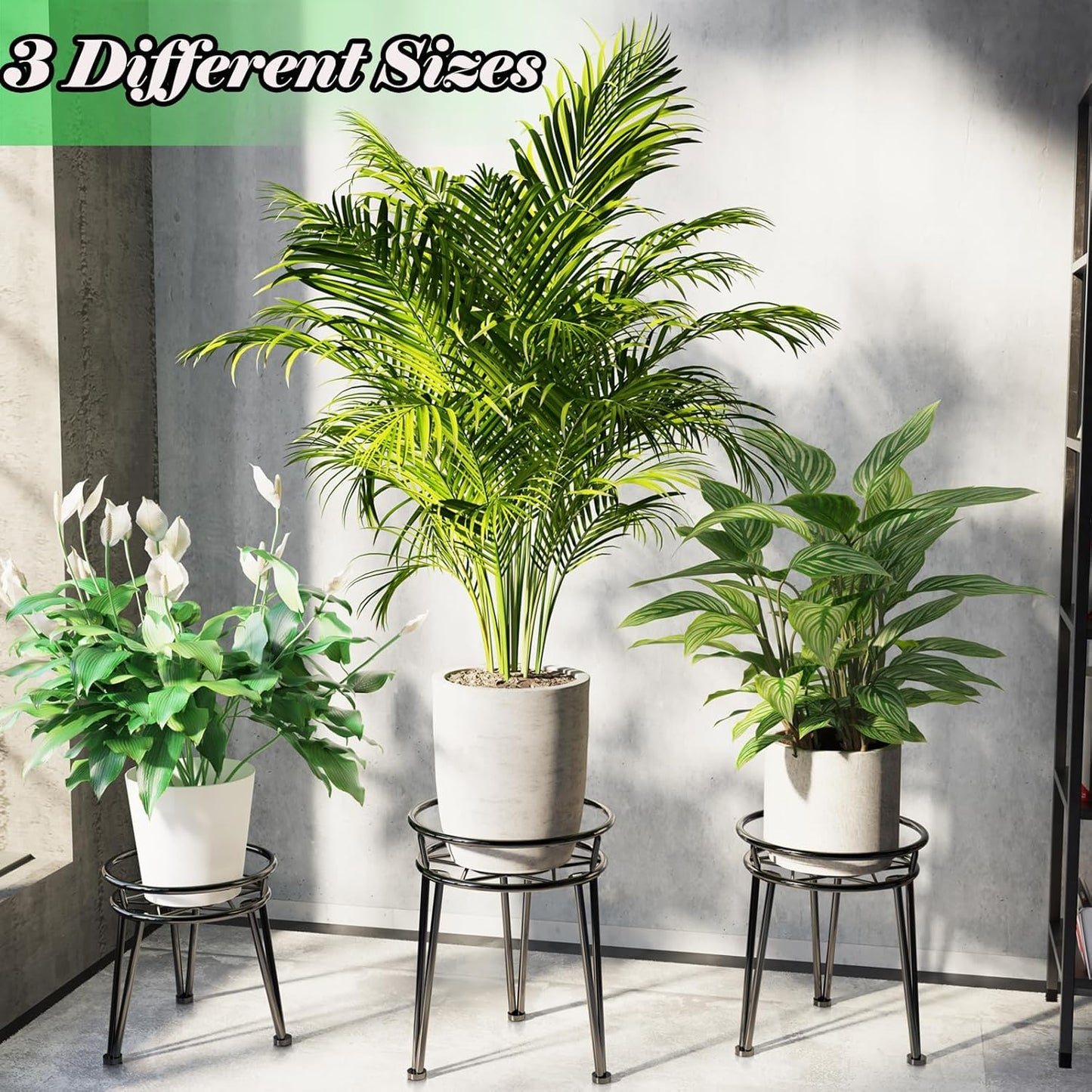 3Pack Metal Plant Stands Outdoor Indoor,Rustproof Iron Flower Pot Stan
