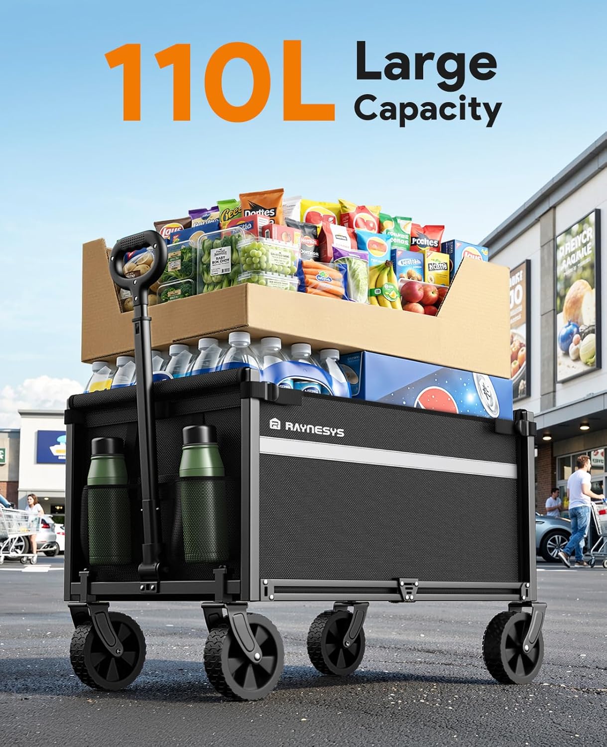 Wagons Carts Foldable, Collapsible Wagon Cart Foldable, 330LBS Heavy Duty Folding Wagon Carts with Wheels, Portable Utility Cart for Grocery Sports Garden Shopping Camping