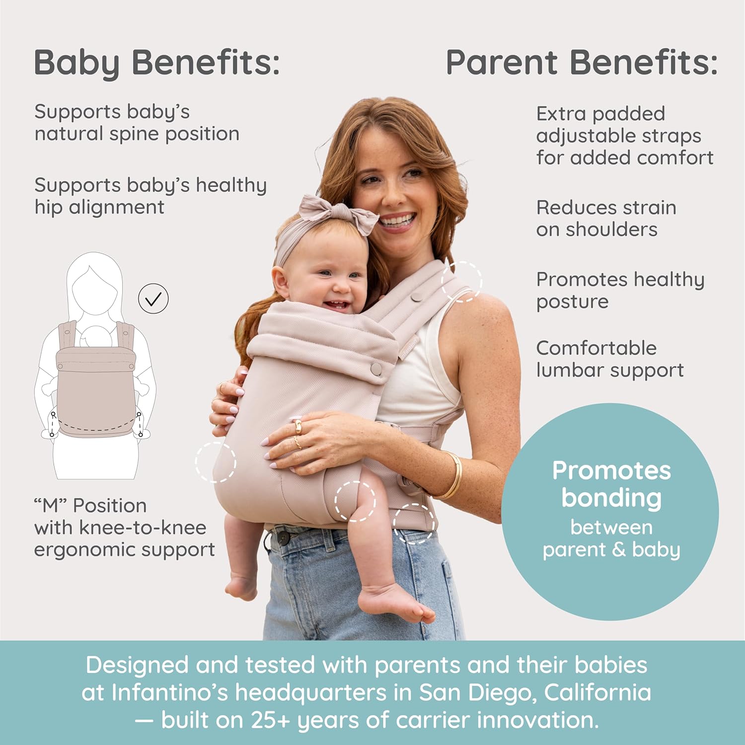 Infantino Honey Blossom Baby Carrier, Ergonomic Infant to Toddler Carr