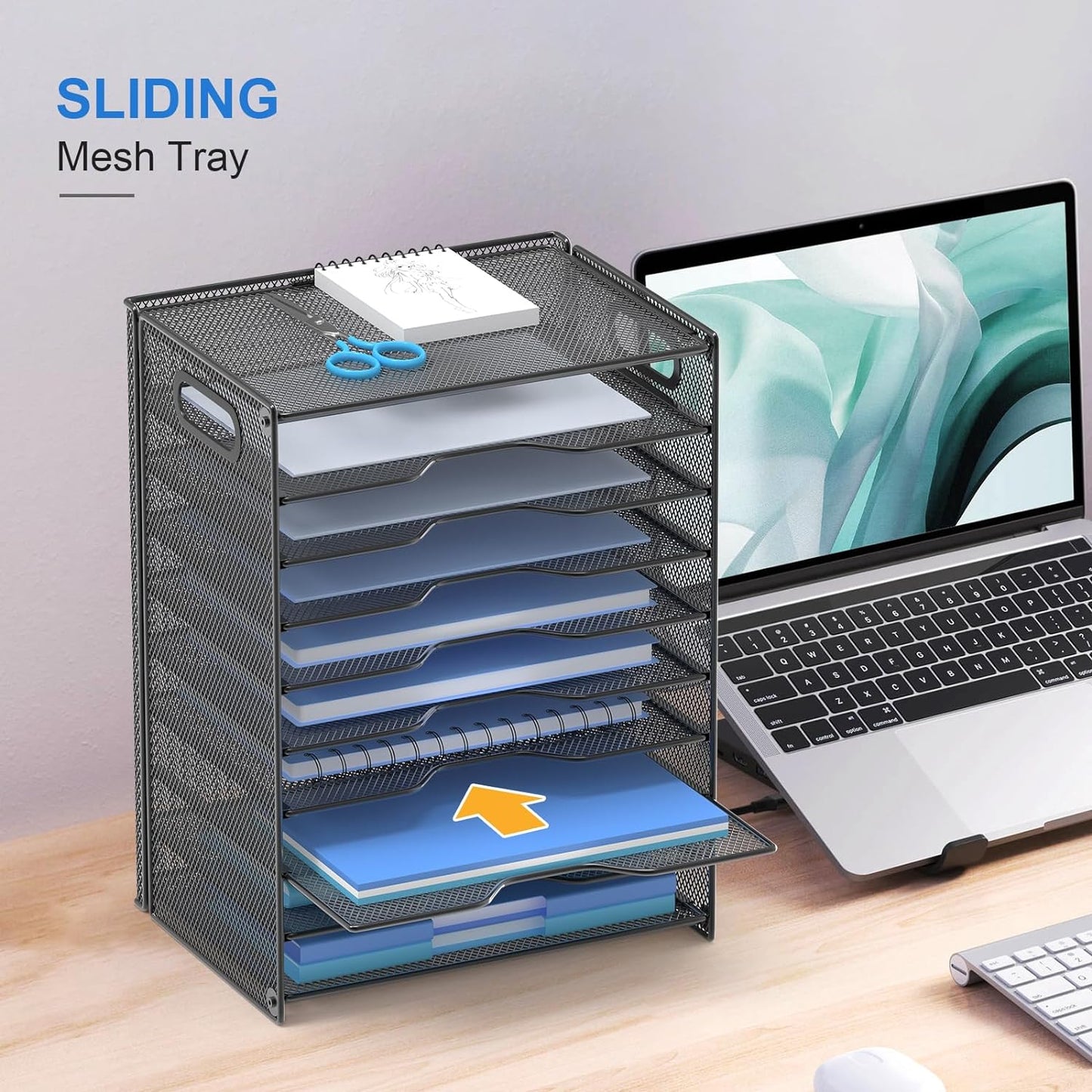 OUTWOLF 10 Tier Paper Organizer - Letter Tray Mesh Desk File Organizer