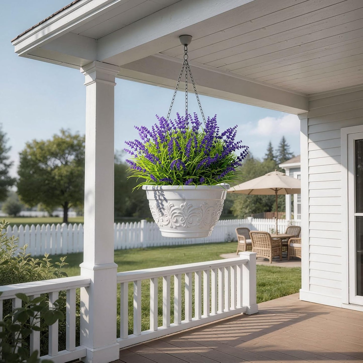 15 Bundles UV Resistant No-Fade Outdoor Artificial Plants & Flowers, Adjustable Height Fake Lavender Flowers Indoor & Outdoor Decor for Garden Patio Pathway Hanging Planter Front Porch