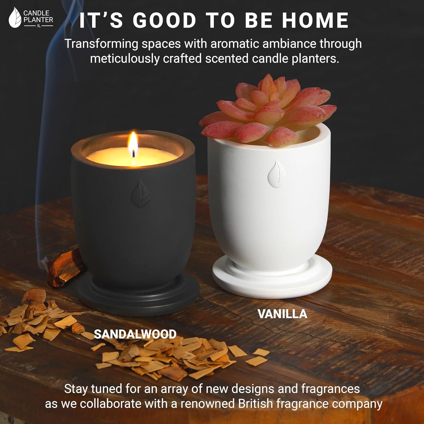 Matani Concrete Cement Candle Planter - Aromatherapy Soy, Dual Purpose Jar (White Vanilla)