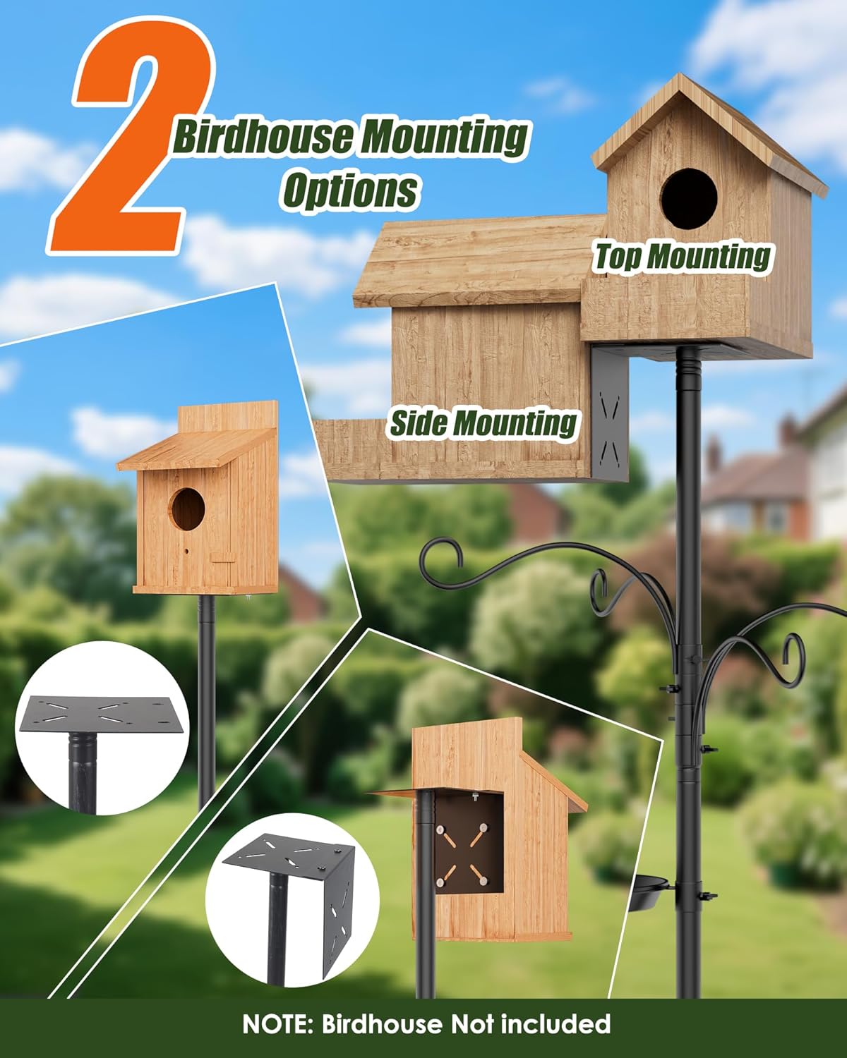 Bird Feeder Pole, 92 inch Bird Feeder Station with Squirrel Proof Baffle,Heavy Duty Pole for Outdoor with 4 Hangers for Wild Birds Watching