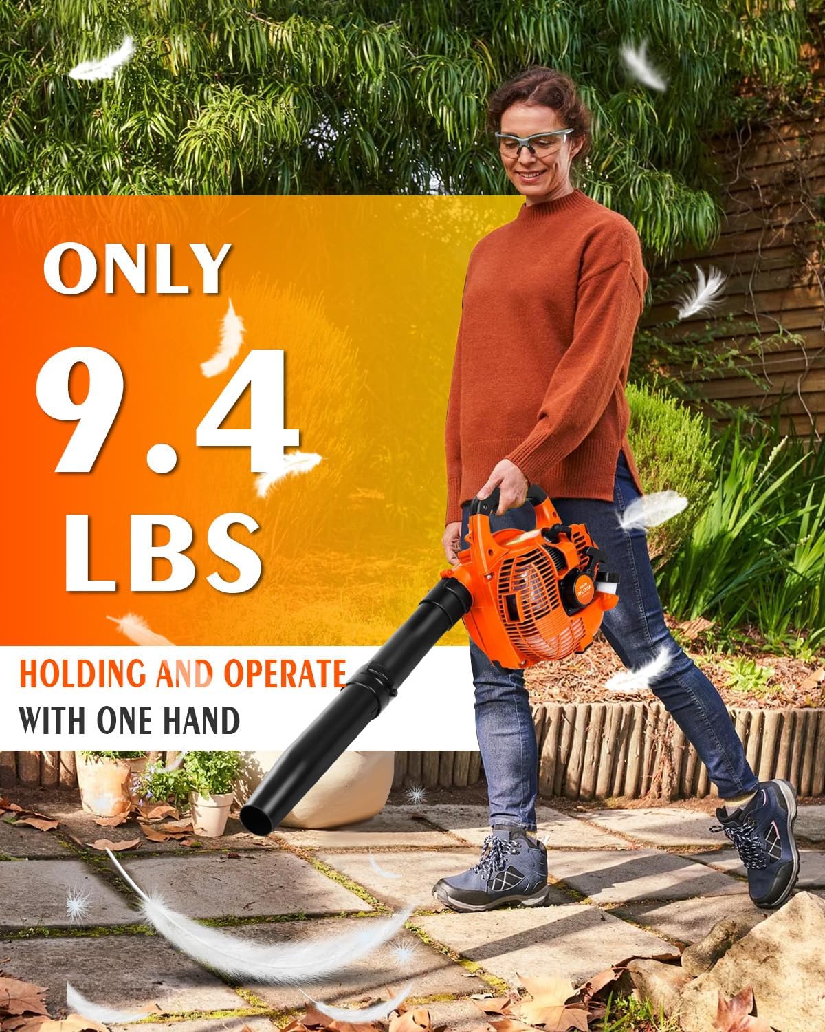 Gas Leaf Blower 26cc Handheld, Powerful 2-Cycle Engine, 180 MPH 380 CF