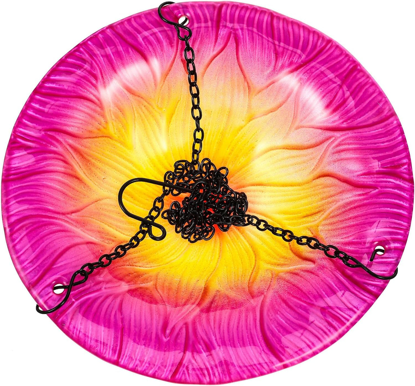 Milisten Hanging Flower-Shaped Bird Feeder and Bath for Outdoors, 8-in