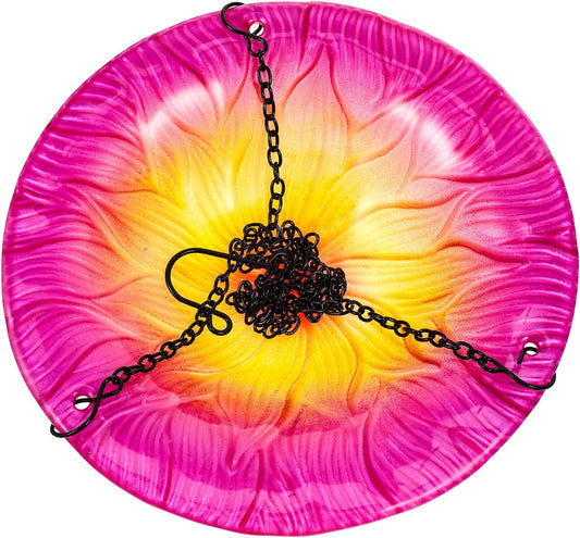 Milisten Hanging Flower-Shaped Bird Feeder and Bath for Outdoors, 8-in
