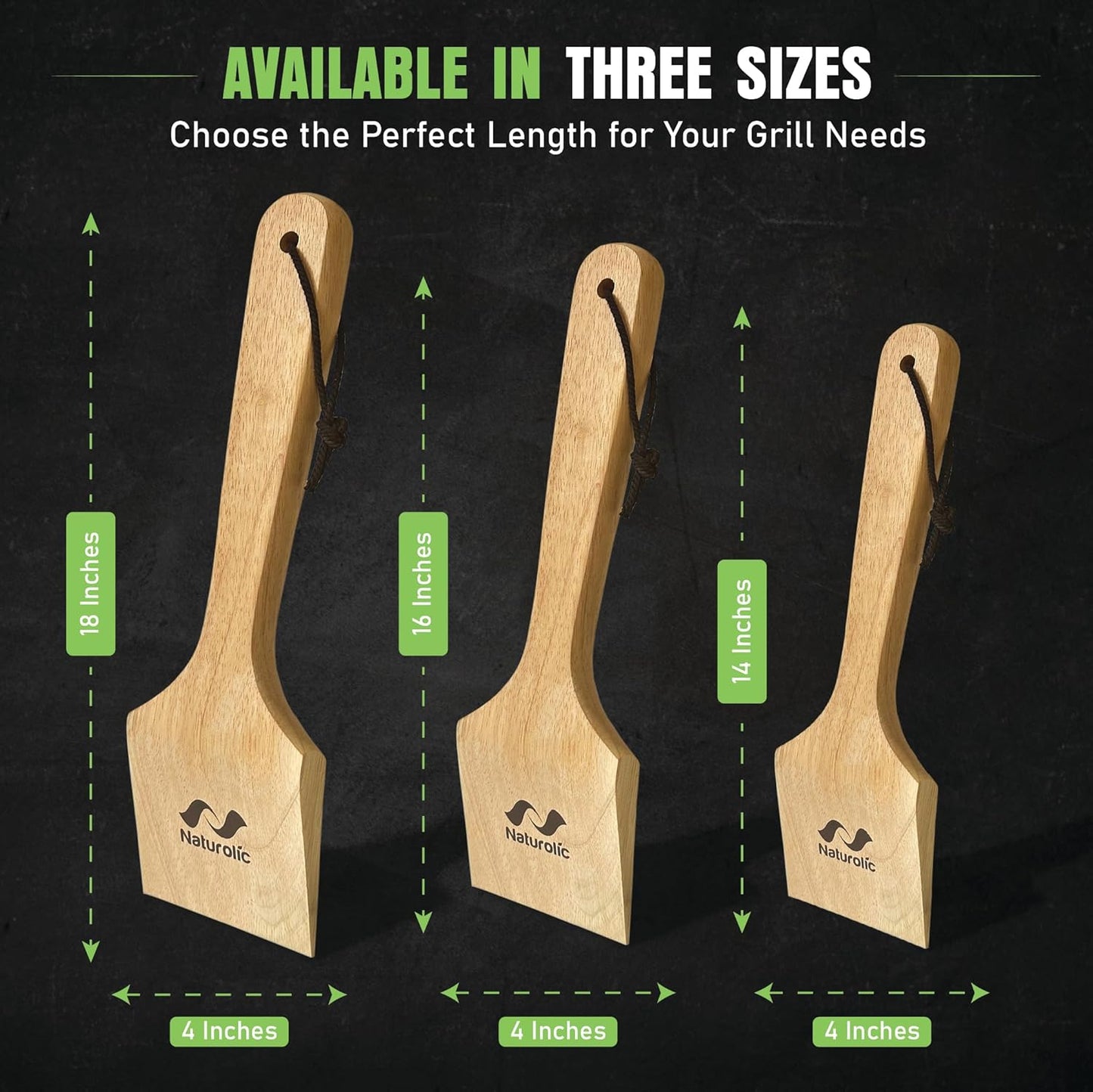 All-Natural Wooden Grill Scraper Tool 18" | Bristle-Free Grill Cleaner for Outdoor Grill | Eco-Friendly BBQ Cleaning Tool for Safe Grate Care
