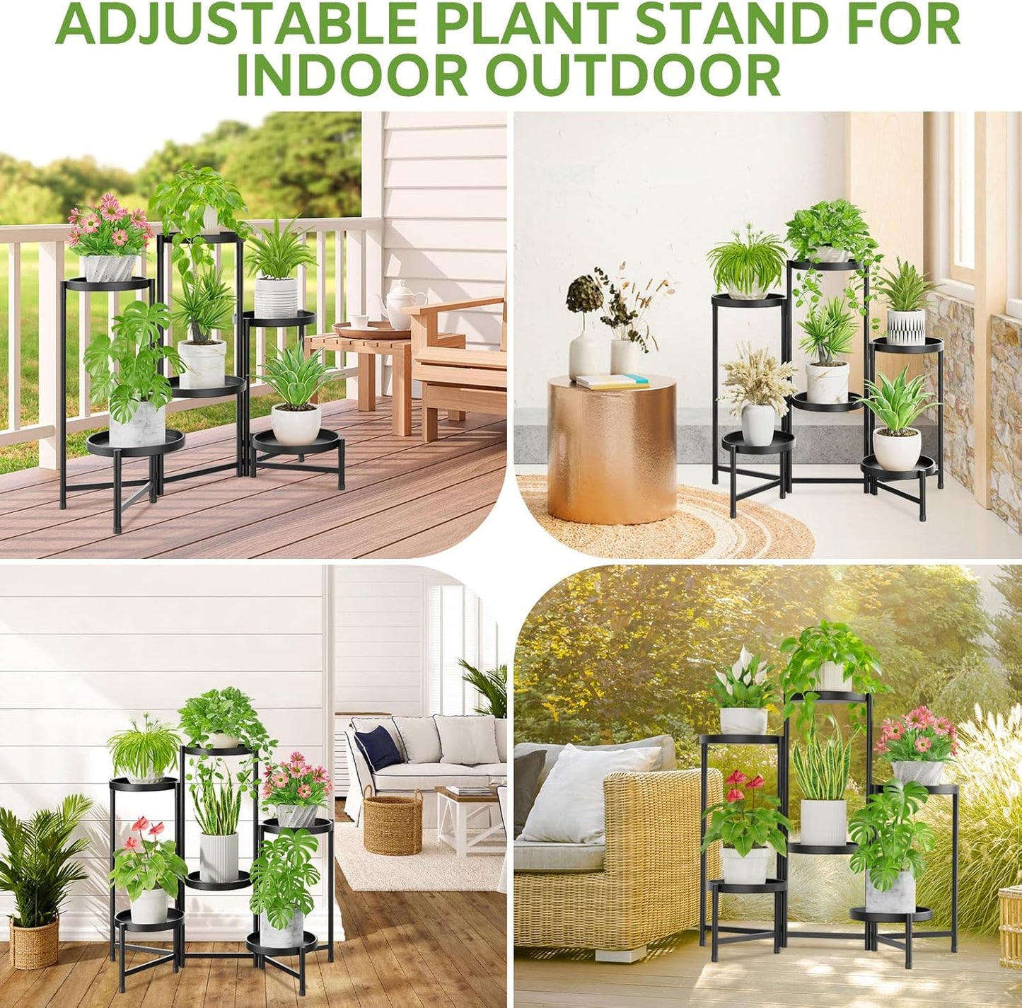iDavosic.ly 6 Tier Large Plant Stand Indoor with 10 Inch Wide Tray, Ti