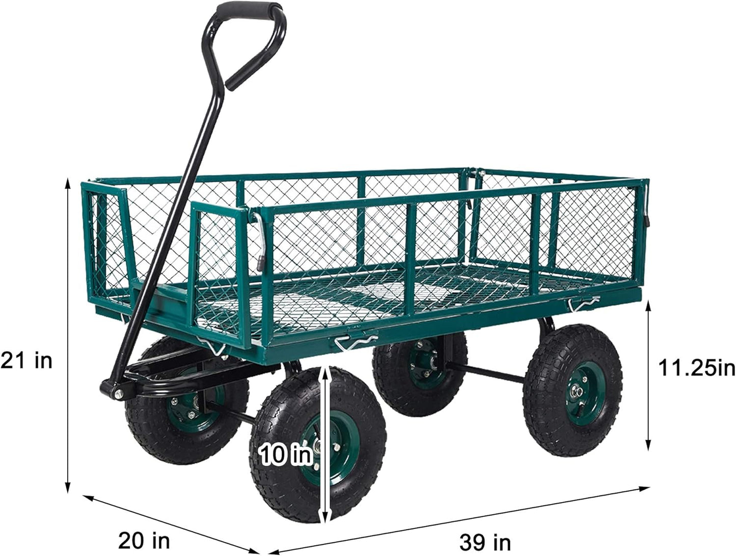Heavy Duty Steel Garden Cart with Removable Sides, 550 lbs Capacity Ut