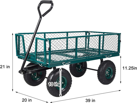 Heavy Duty Steel Garden Cart with Removable Sides, 550 lbs Capacity Ut