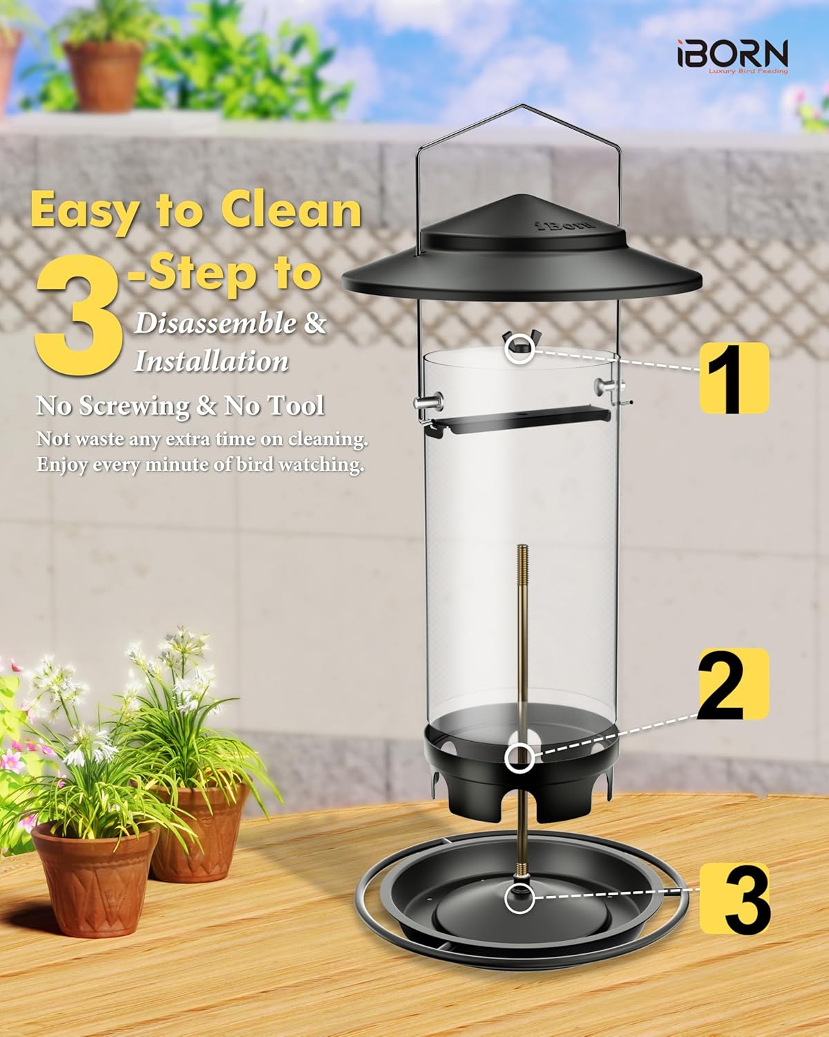 iBorn Metal Bird Feeders for Outdoors Hanging,Wild Bird Feeders for Ca