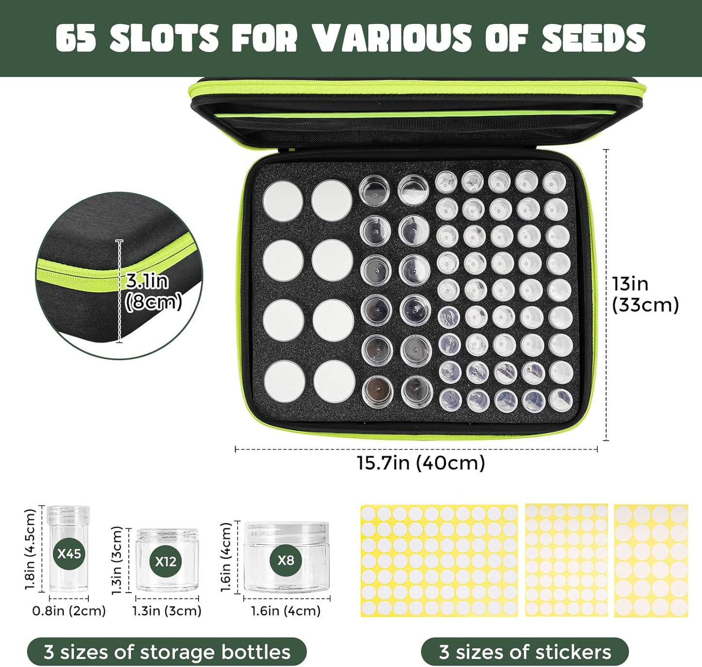 ProCase 65 Slots Seed Storage Organizer Sorter Box, Sturdy Seed Bank S