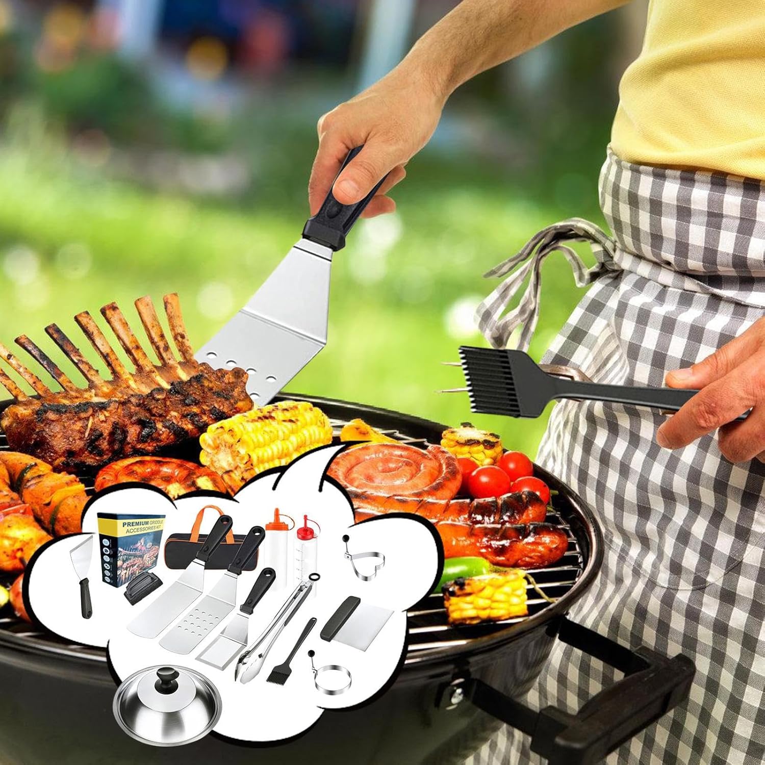 Barbecue Set - Efficient Grill Accessories Tool,Portable Heavy-Duty 14