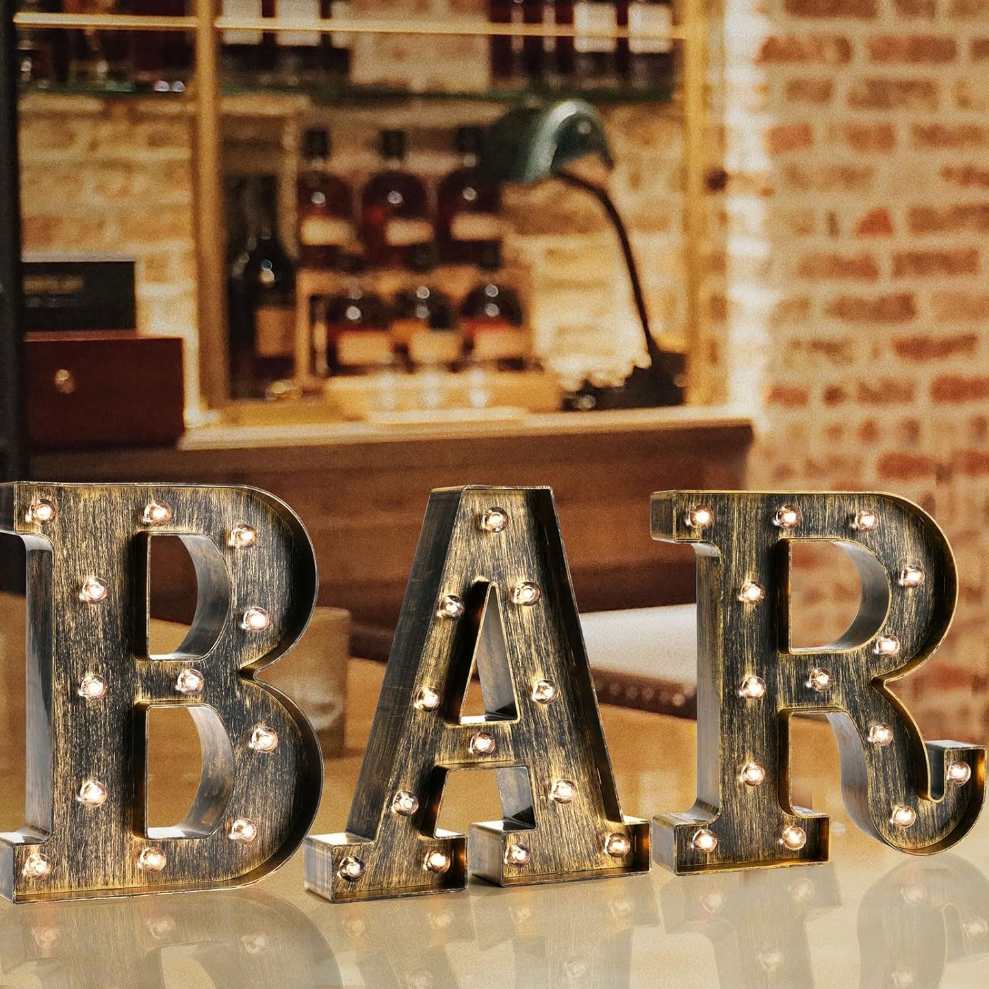 Light Up BAR Sign, LED Vintage Letters Home Decor Name Signs - Illumin