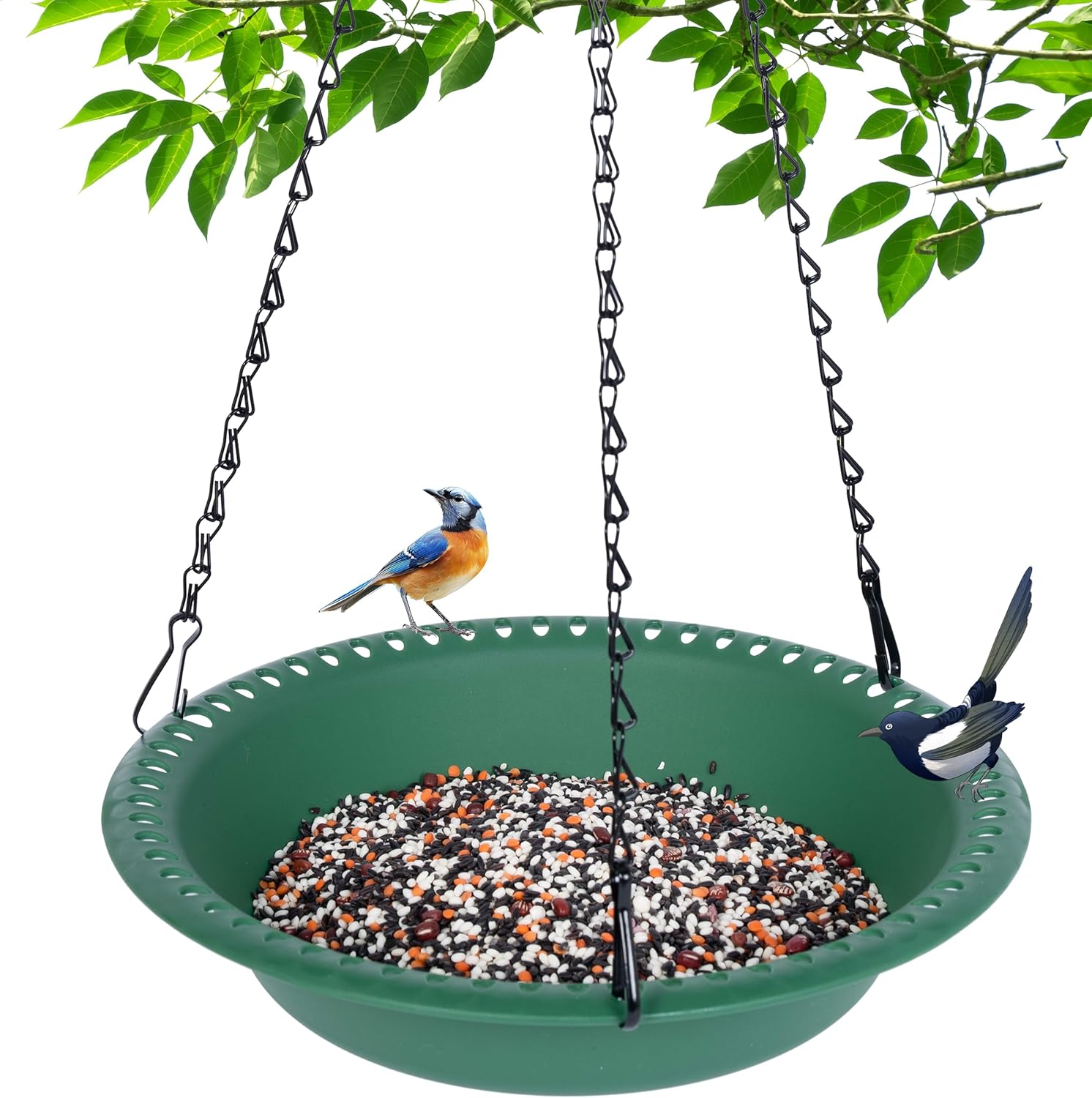 Hanging Bird Feeder Tray with Drainage Holes for Outside Fit Most Seed