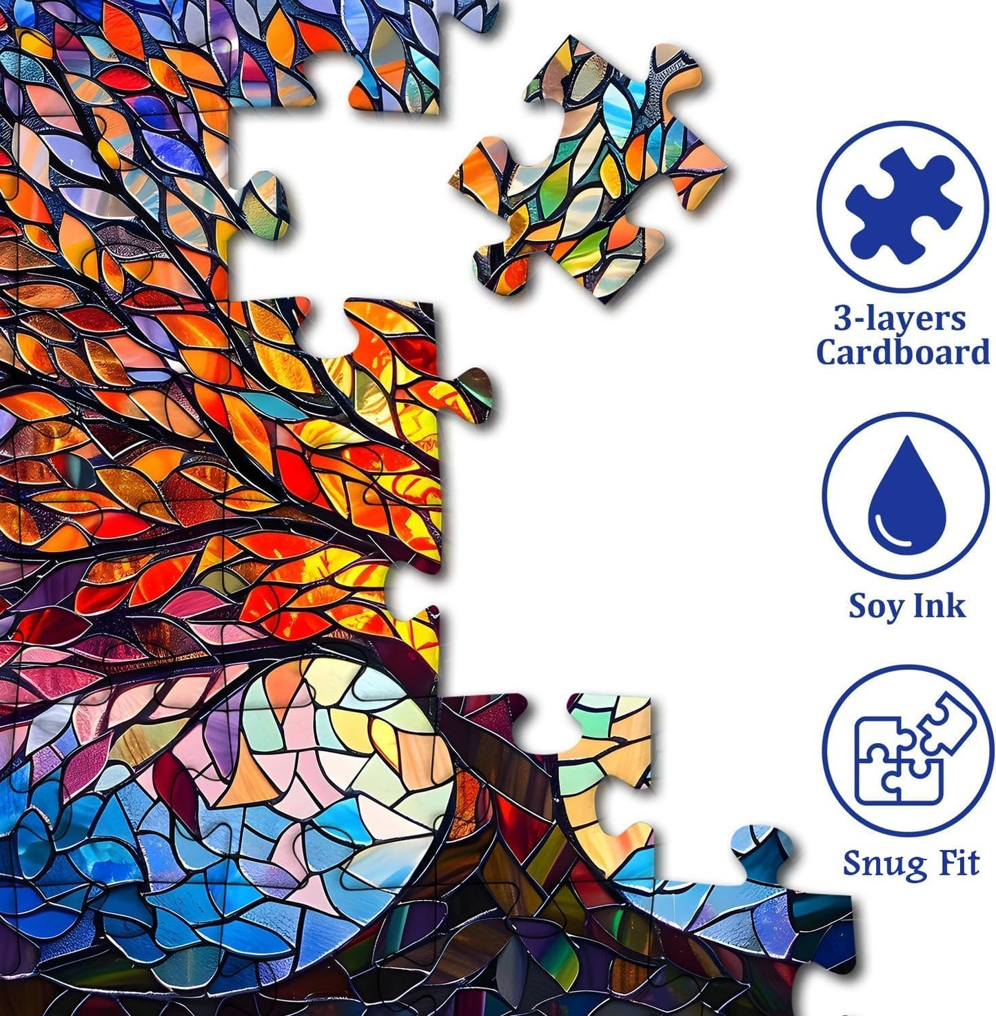 PICKFORU Stained Glass Puzzle Tree of Life Puzzles for Adults 1000 Pie