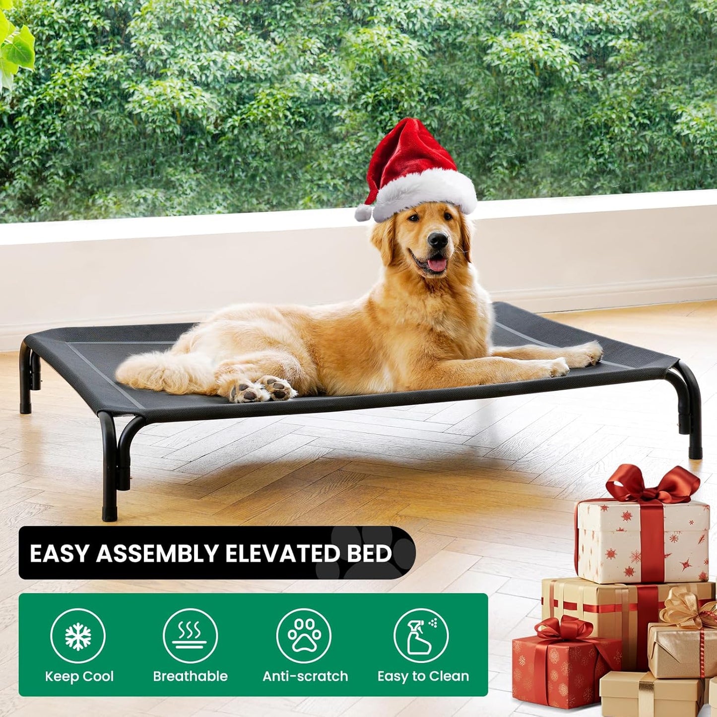 Elevated Dog Bed Raised Outdoor Dog Cot for Large Dogs, Installation R