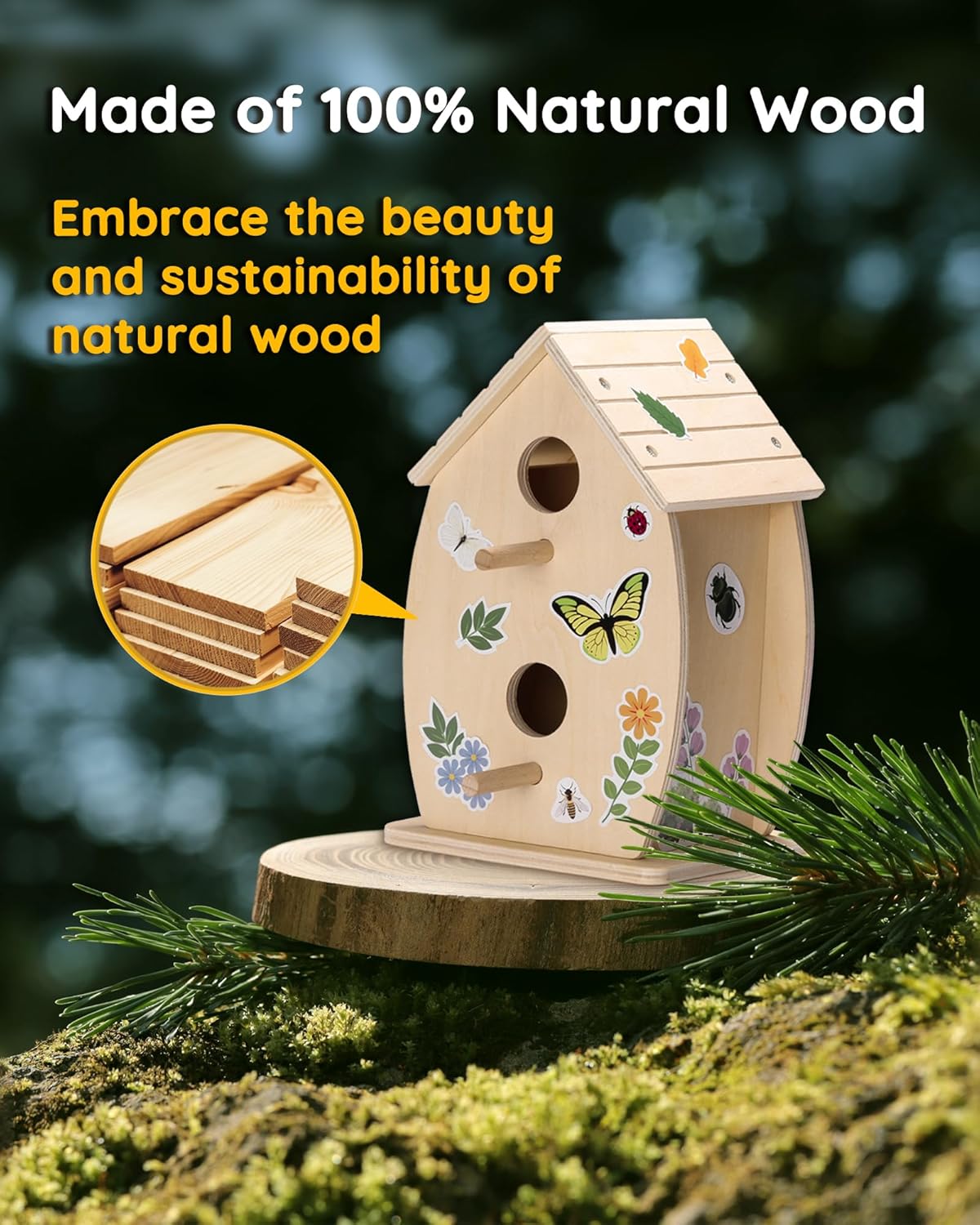 SainSmart Jr. Bird House Kit for Kids to Build and Paint - Art Craft W