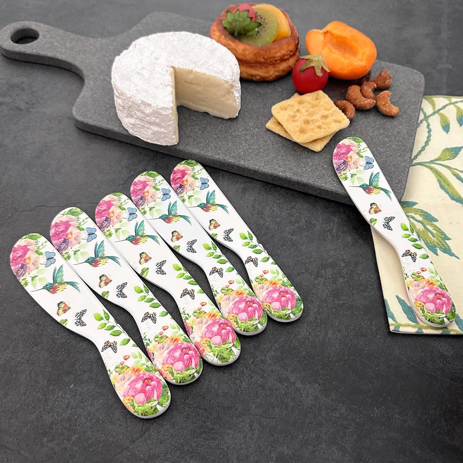UPware Rose Garden Cheese Spreader Set, Melamine Multipurpose Butter S