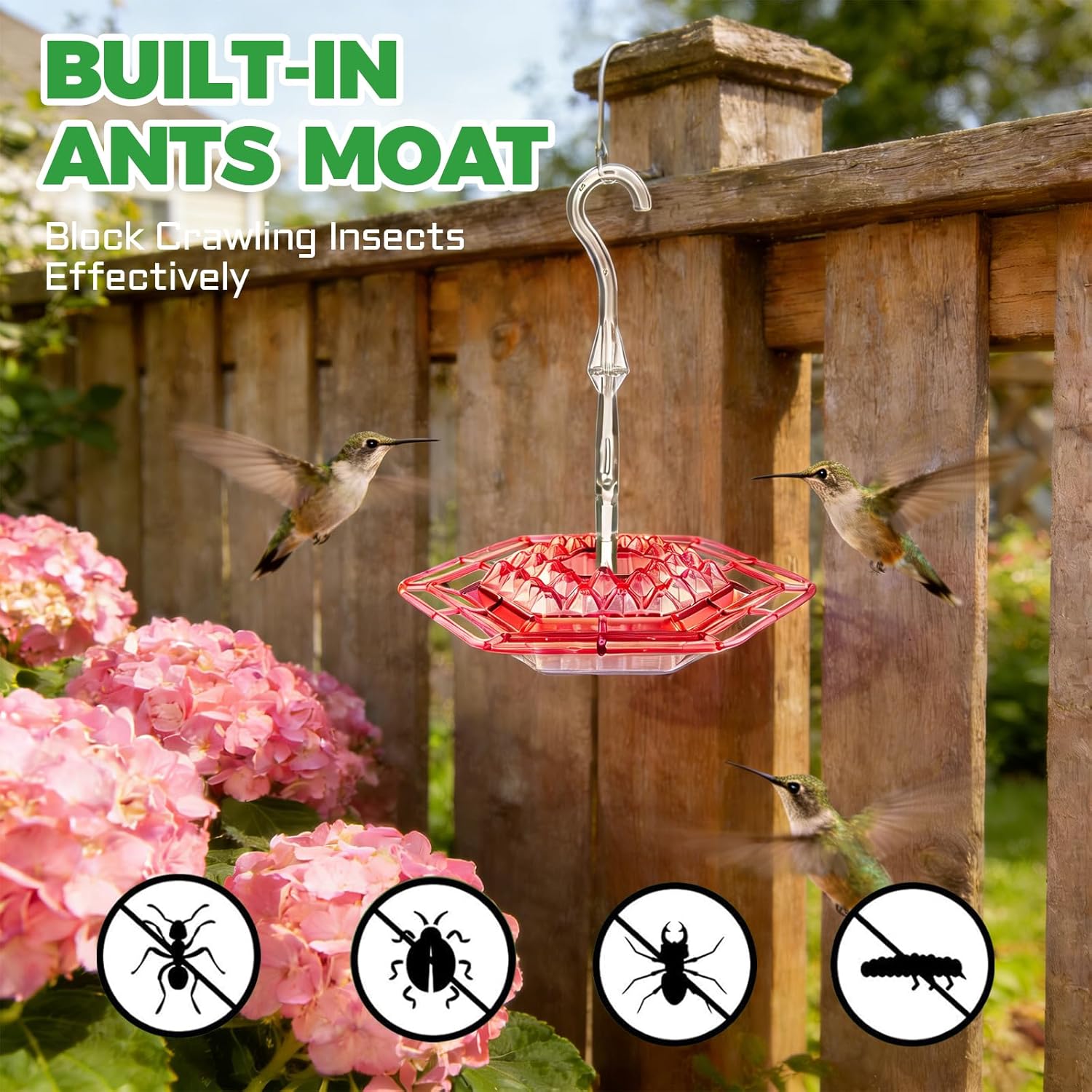 Hummingbird Feeders for Outdoors Hanging with 30 Feeding Ports Saucer 