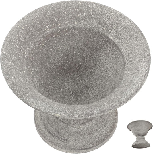 FAVOMOTO Vintage Style Metal Vase with Stable Flat Base for Tabletop Decor Rustic Grey Flowerpot for Home and Dining Table Farmhouse Retro Metal Planter for Floral Arrangements and