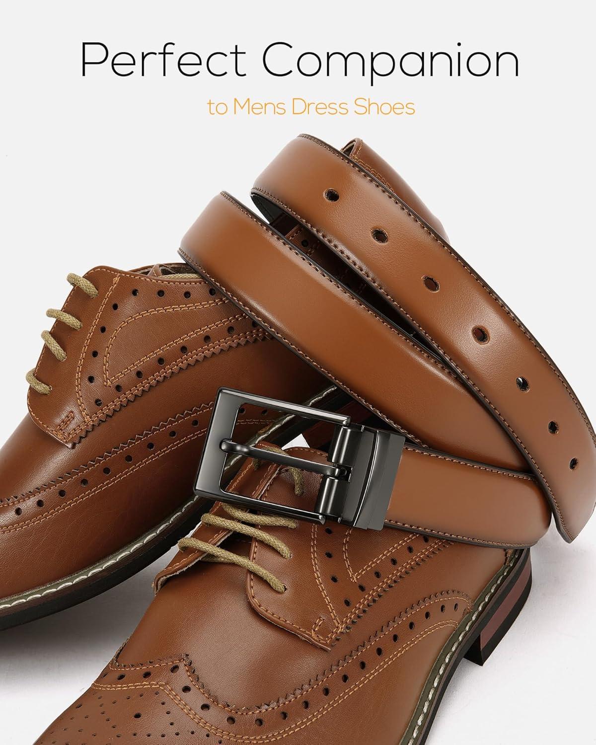 CHAOREN Reversible Belt Men 1 Piece - 1.25" Leather Dress Belt - Trim 