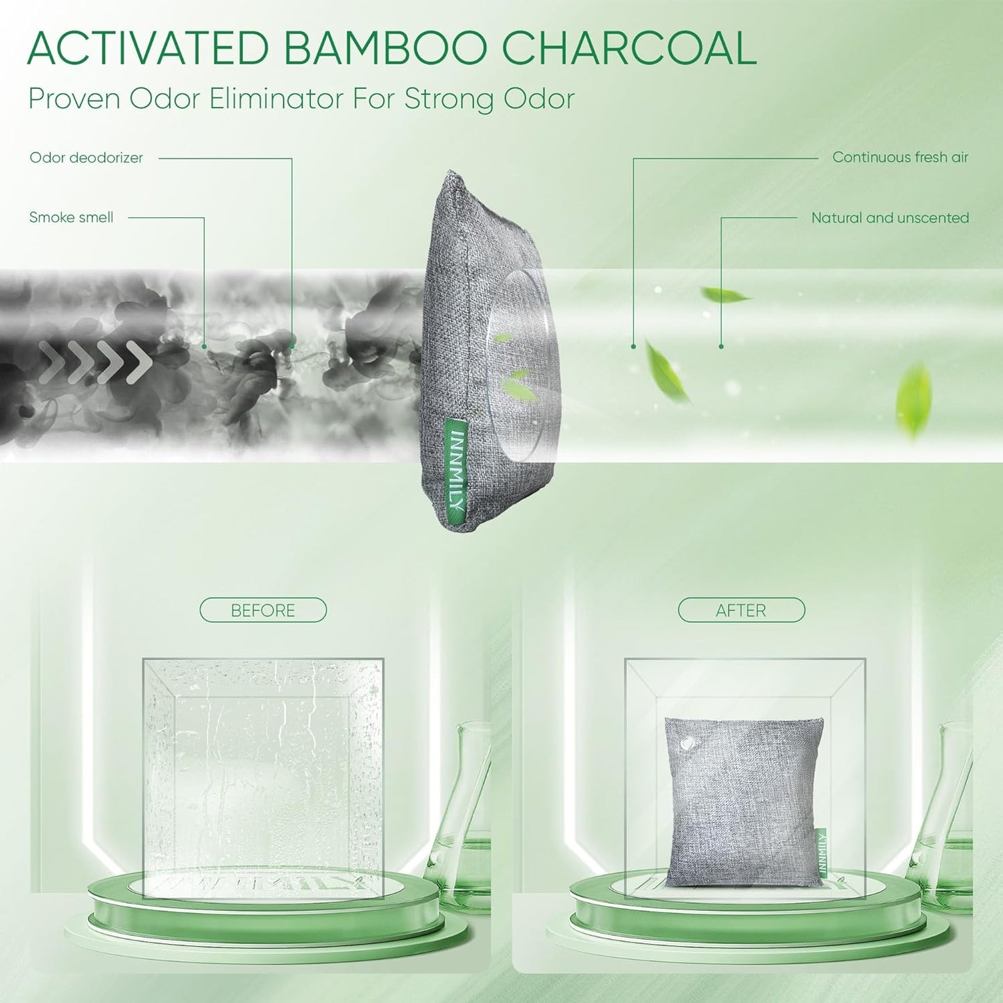 Activated Charcoal Odor Absorber, 6 Pack Natural Shoe Odor Eliminator,