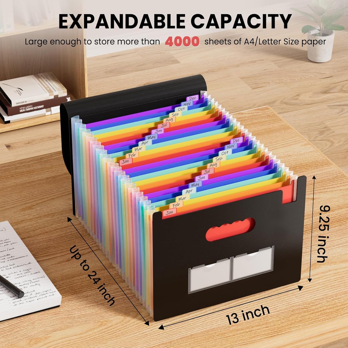 Sooez 24 Pockets Expanding File Folder with Blank Labels, According Fi