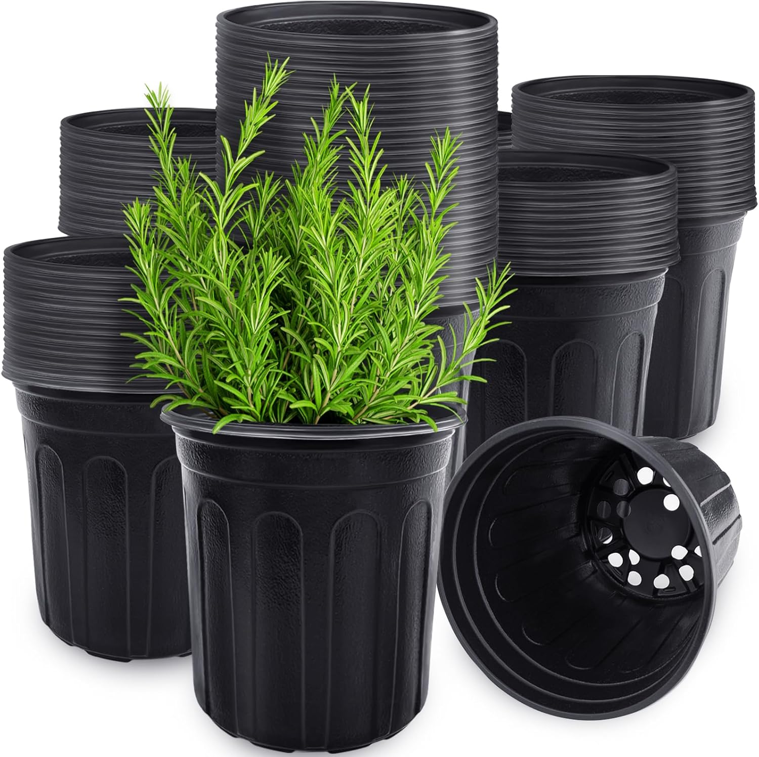 Anyumocz 60 Pcs 1 Gallon Flexible Plant Nursery Pots,Thickened Soft Pl