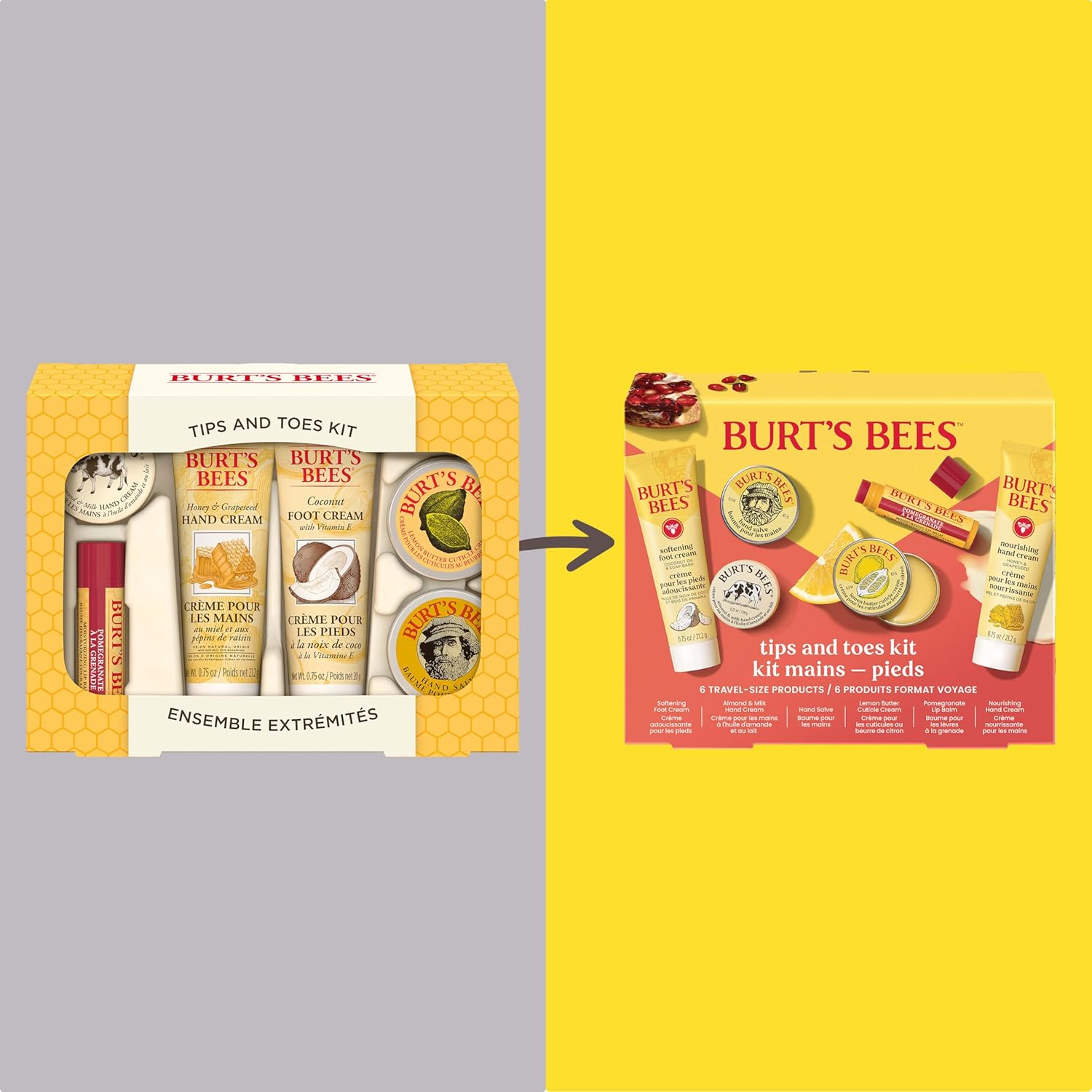 Burt's Bees Gifts Ideas, Tips and Toes Kit, 6 Travel Size Products - P
