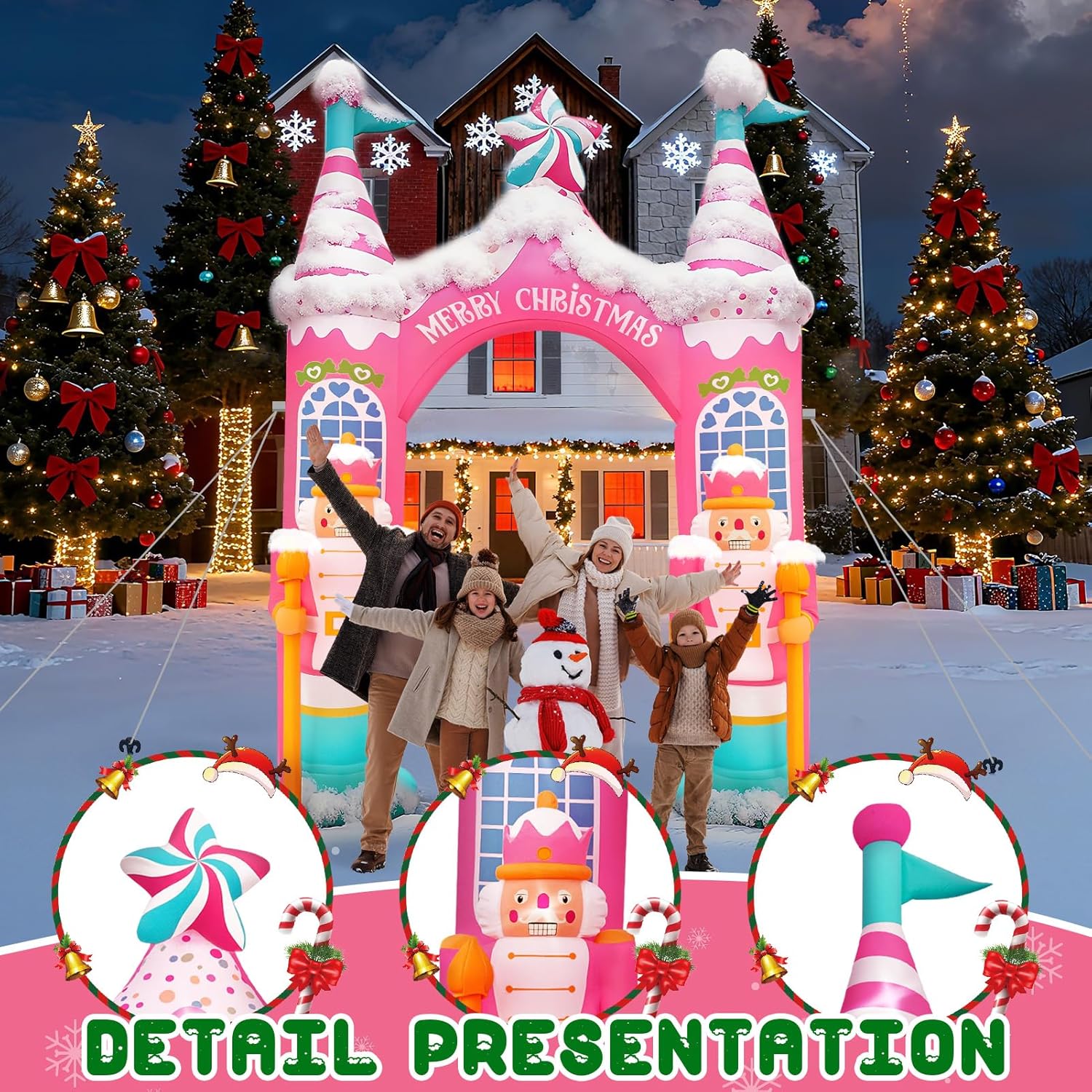 Evoio 12 FT Giant Christmas Archway Inflatables Nutcracker with LED Li