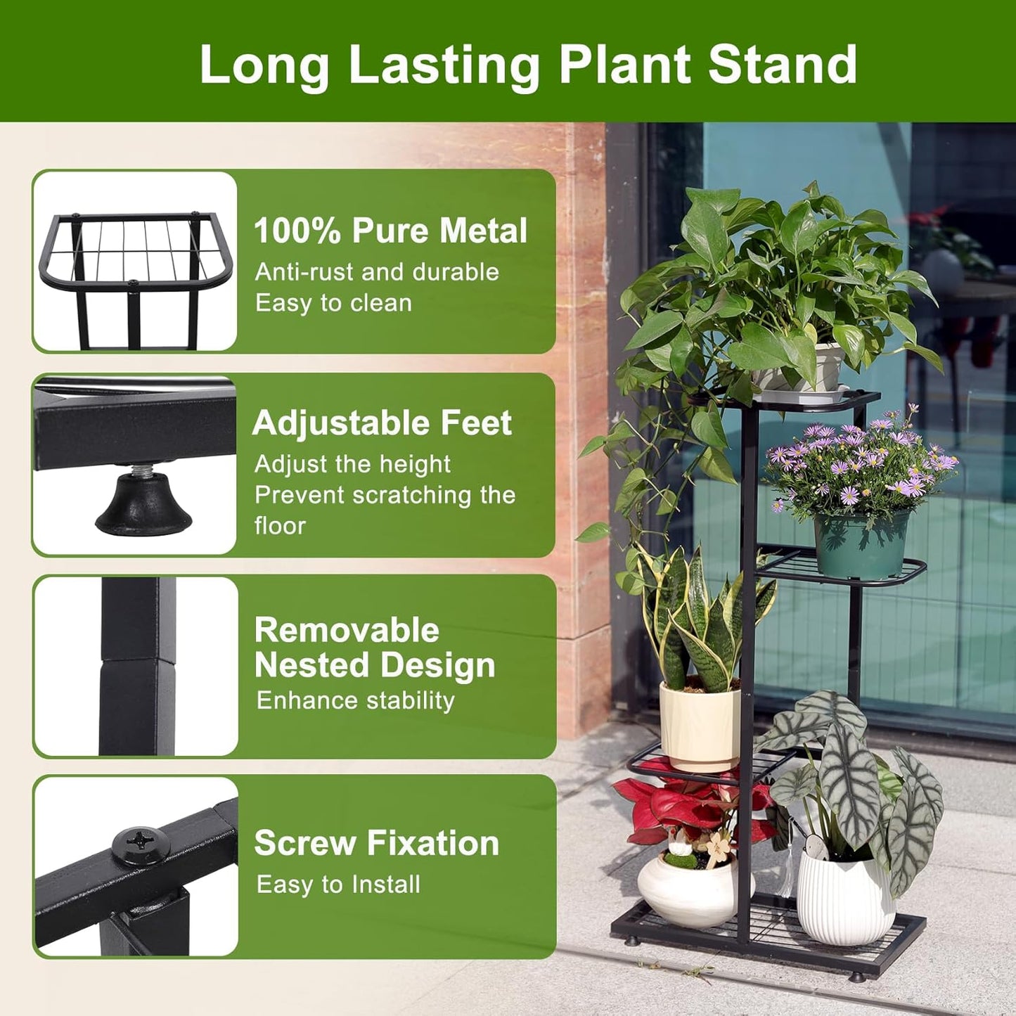 Plant Stand Indoor Outdoor, Corner Metal Plant Stands, Heavy Duty Tall